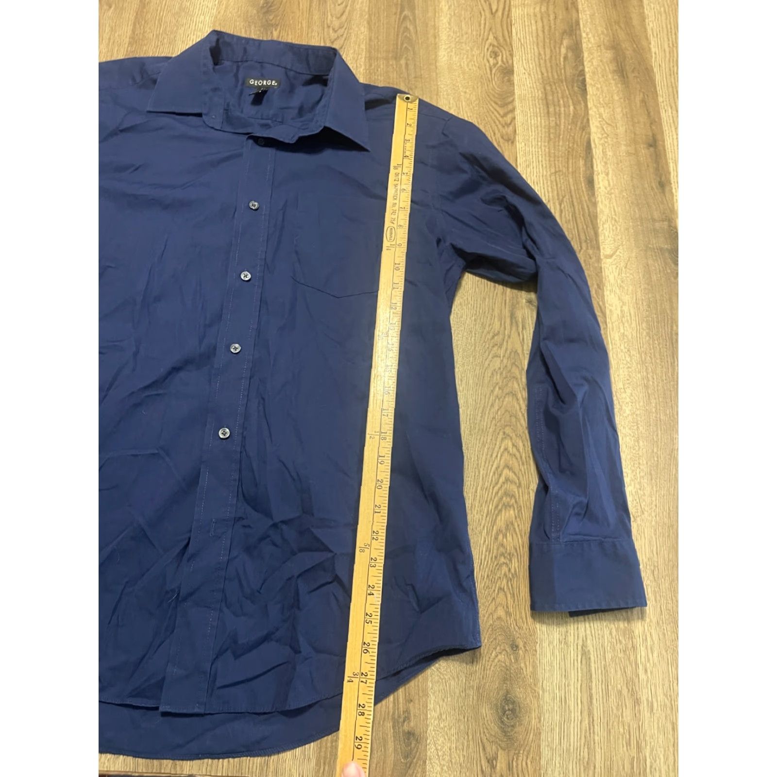 George George Shirt Mens M 15-15.5 34-35 Blue Long Sleeve Button Up Shirt Size US M / EU 48-50 / 2 - 7 Thumbnail