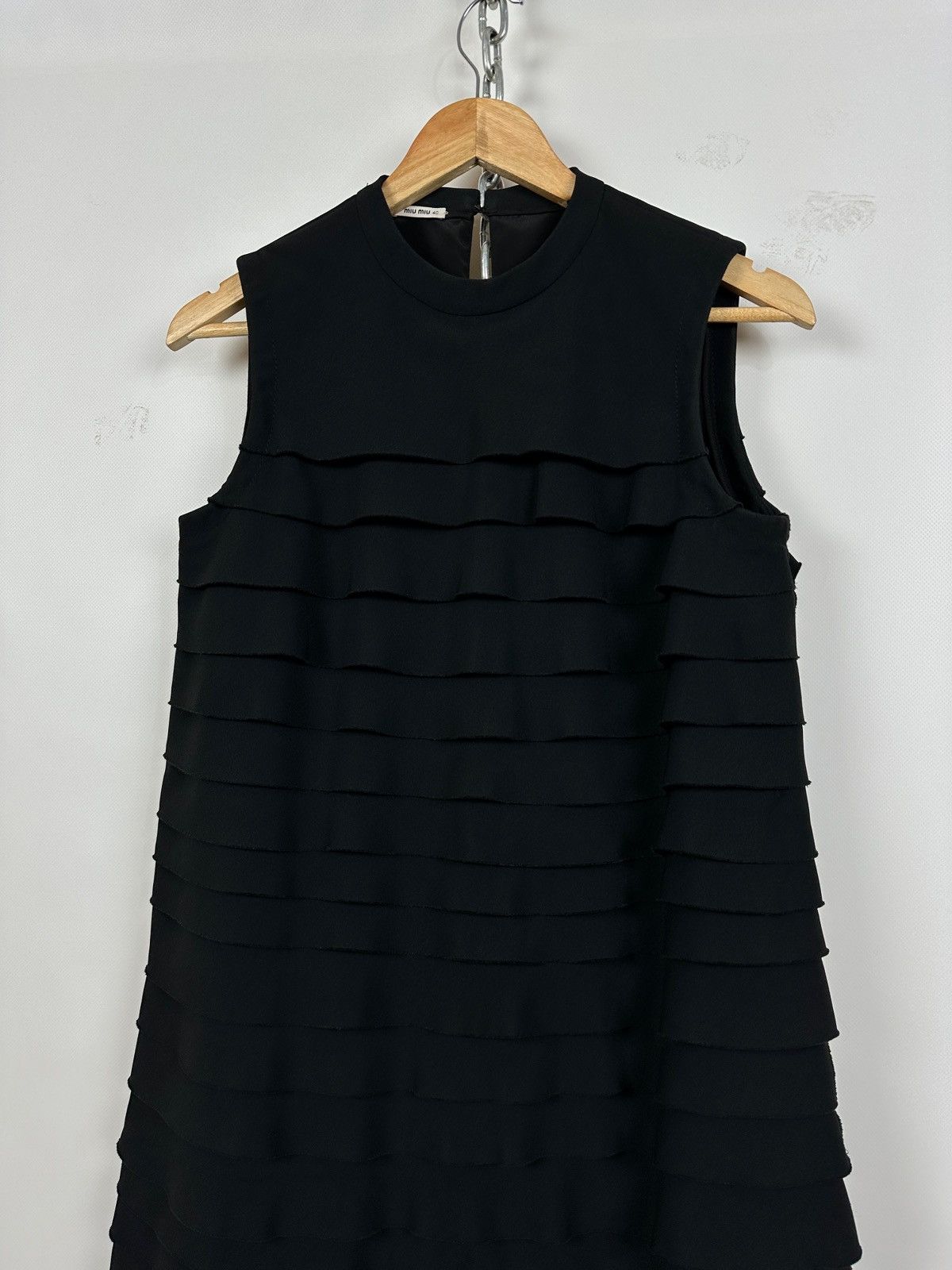 Miu Miu Miu Miu Black Layered Sleeveless Ruffle Textured Dress Size S / US 4 / IT 40 - 5 Thumbnail