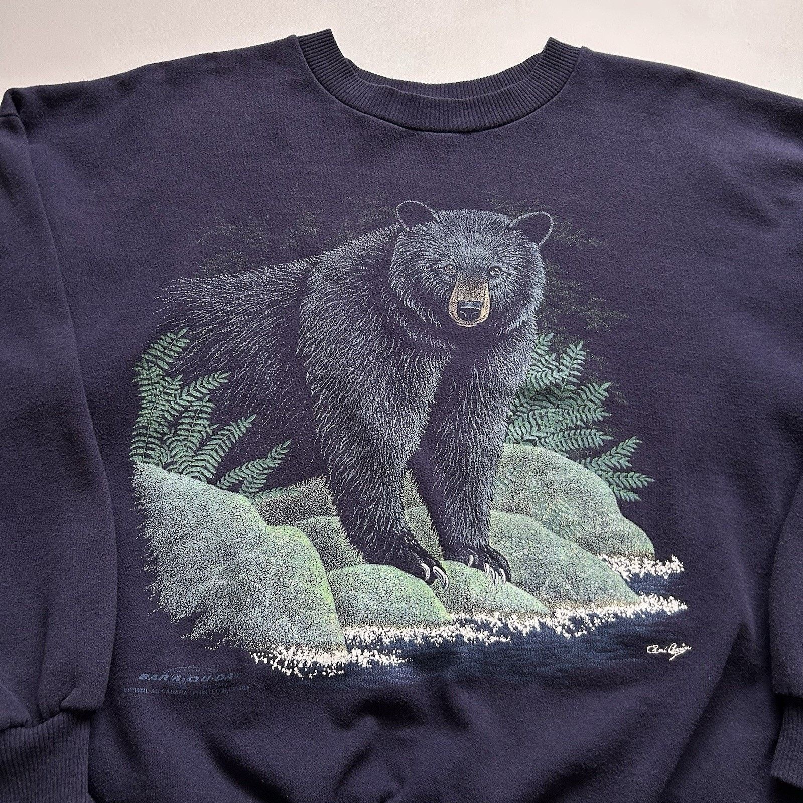 Vintage Vintage 90s Black Bear Crewneck Large Boxy Animal Art Rare Size US L / EU 52-54 / 3 - 2 Thumbnail