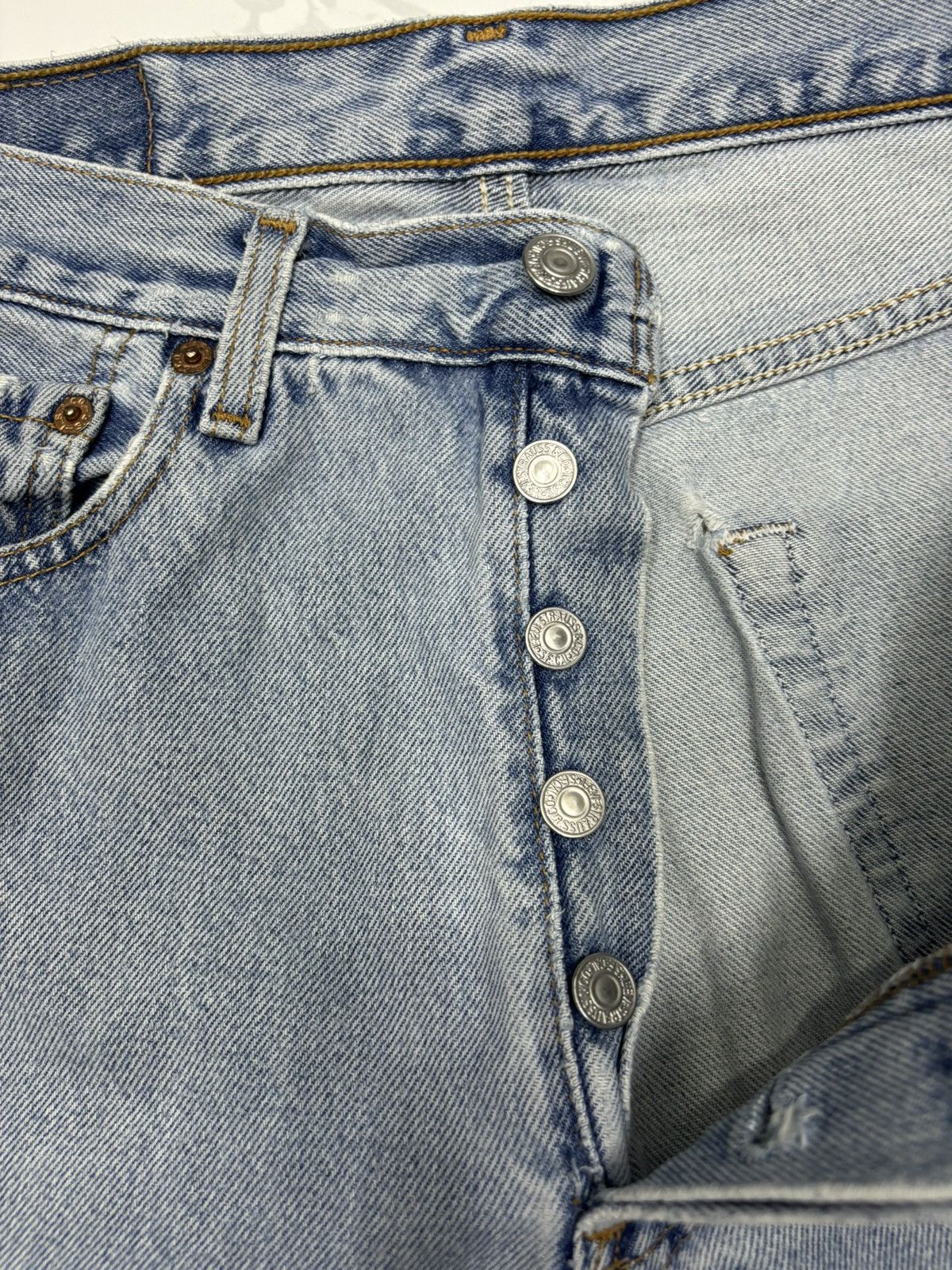 Levi's 🔥Vintage Levis 501 Blue Wash Distressed Denim Jeans Size US 30 / EU 46 - 11 Thumbnail