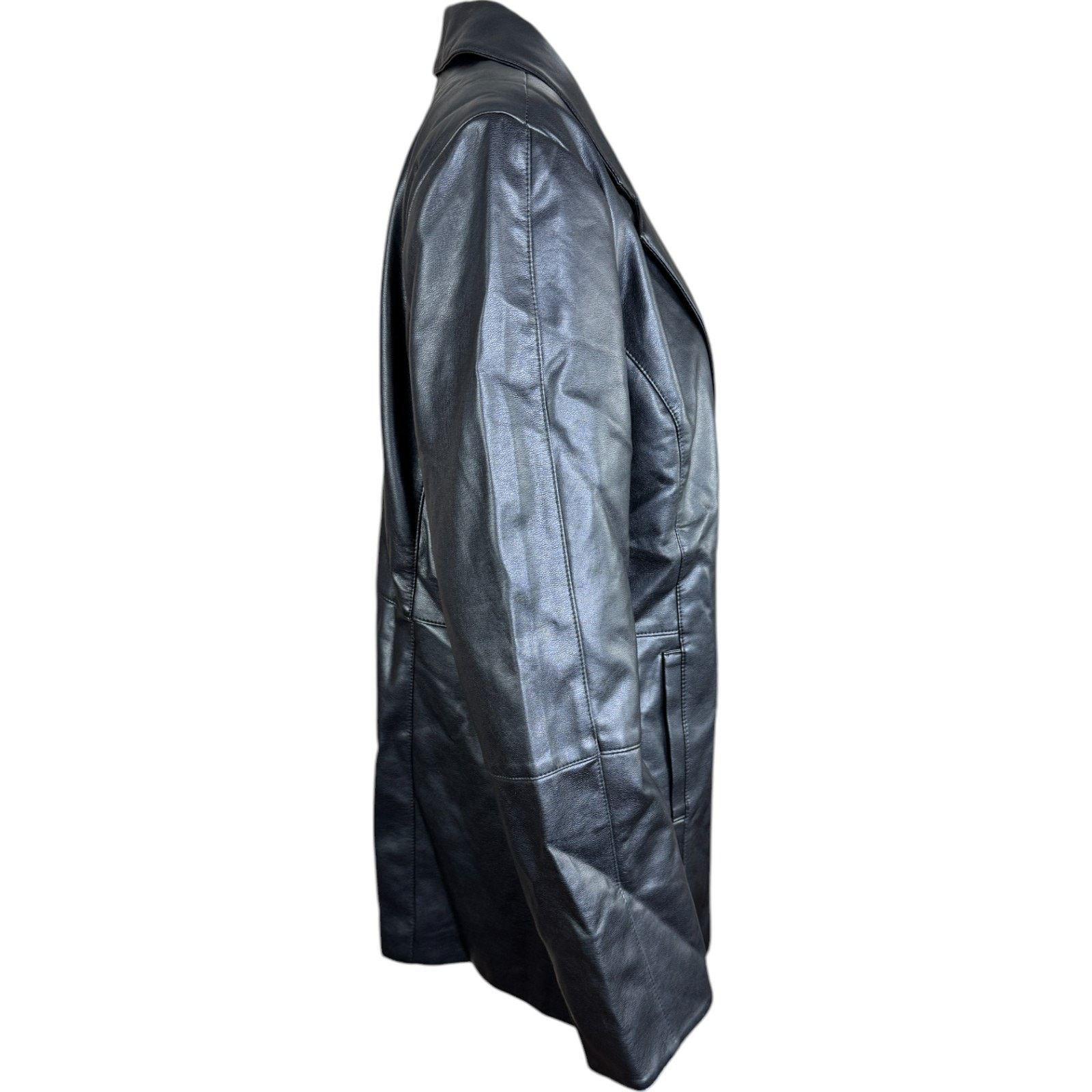 Other Dennis Basso Luxe Faux Leather Jacket Black Large Petite Size S / US 4 / IT 40 - 13 Thumbnail
