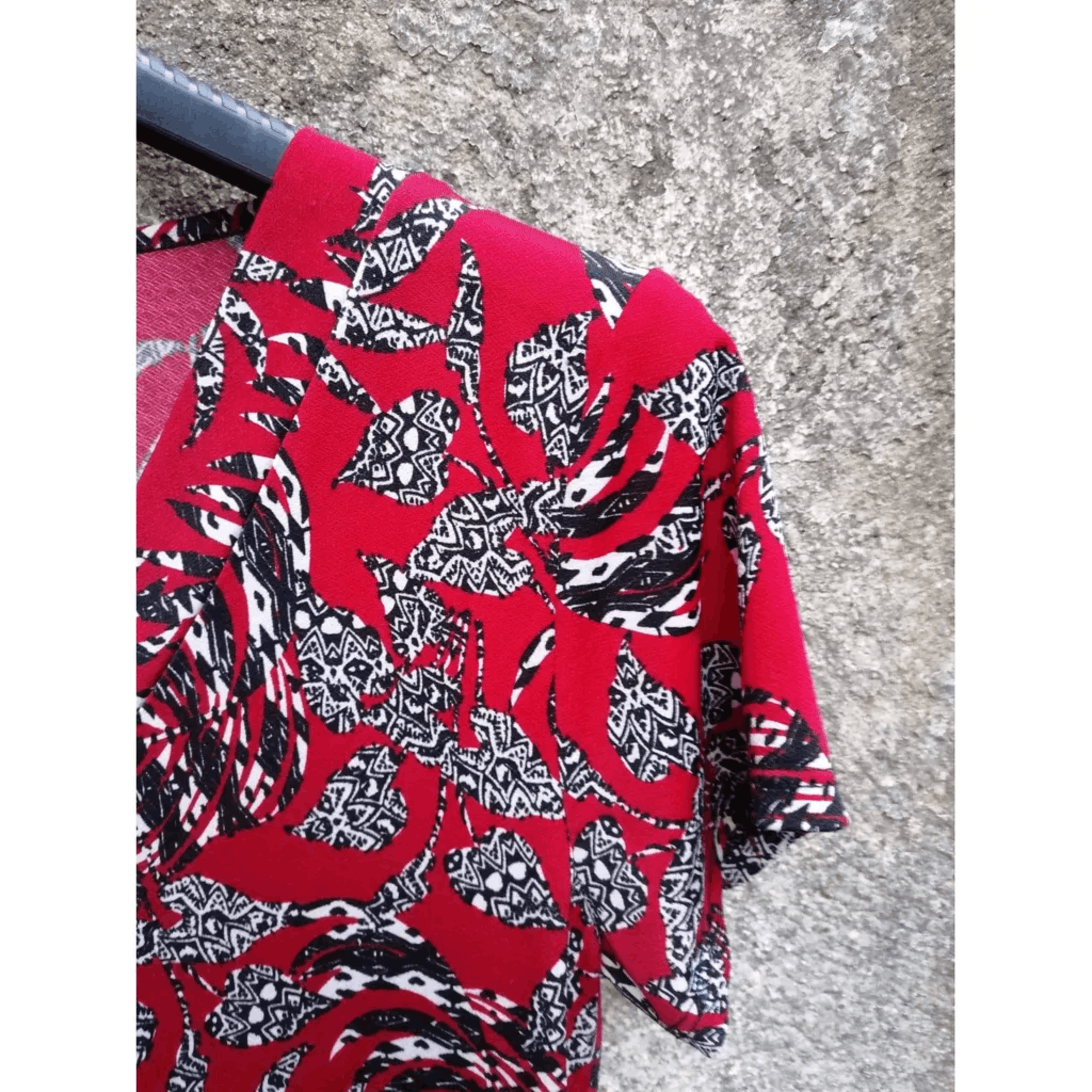 Other Red Floral Print Button Dress (M) Size M / US 6-8 / IT 42-44 - 6 Thumbnail