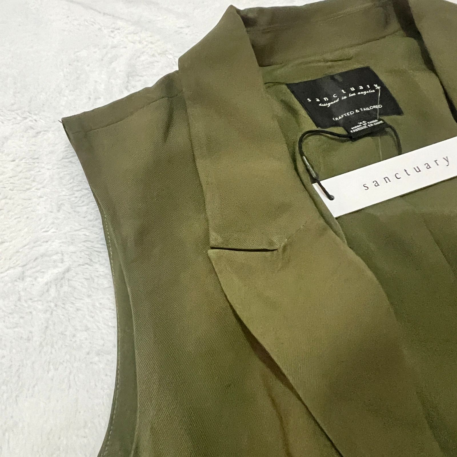 Sanctuary Olive One-Button Notched Lapel Two Front Pocket Vest Size XS / US 0-2 / IT 36-38 - 10 Thumbnail