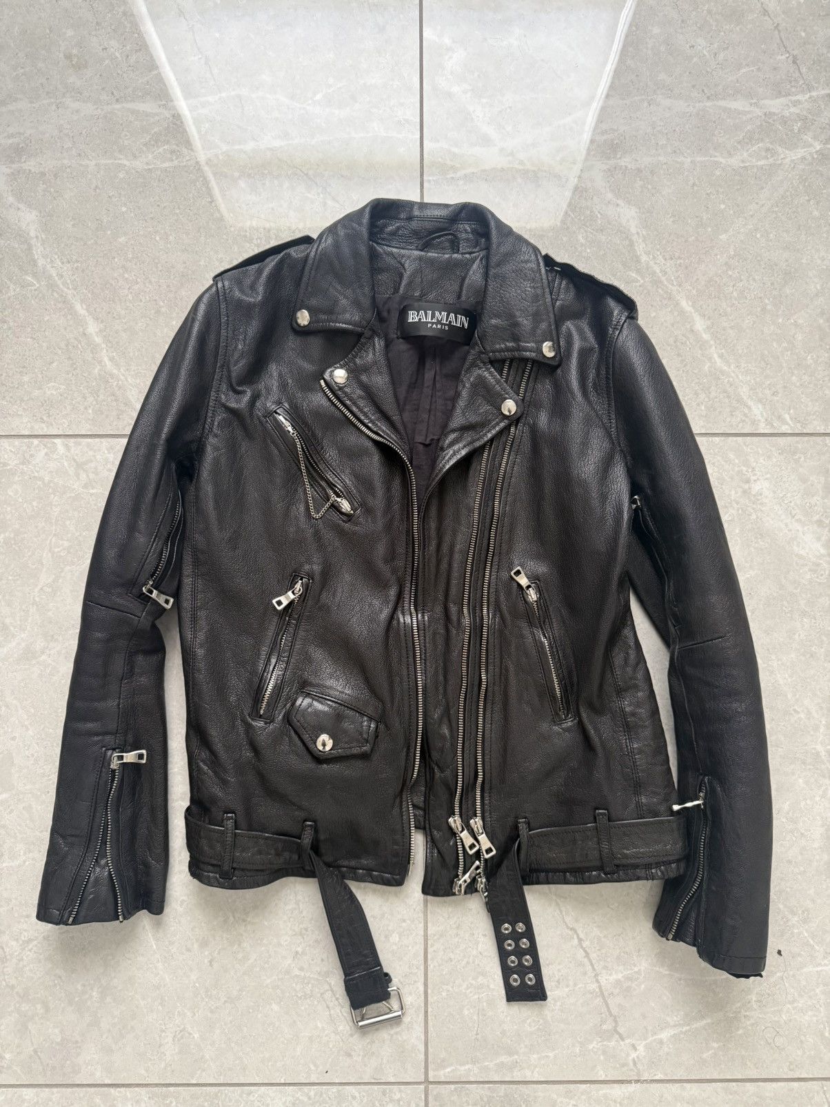 Balmain Balmain perforated leather zip-up hoodie | Grailed