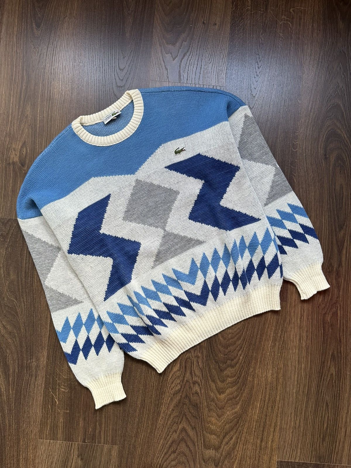 Lacoste × Vintage Vintage Retro Wool Sweater Lacoste M 90s Fullprint Size US M / EU 48-50 / 2 - 1 Thumbnail