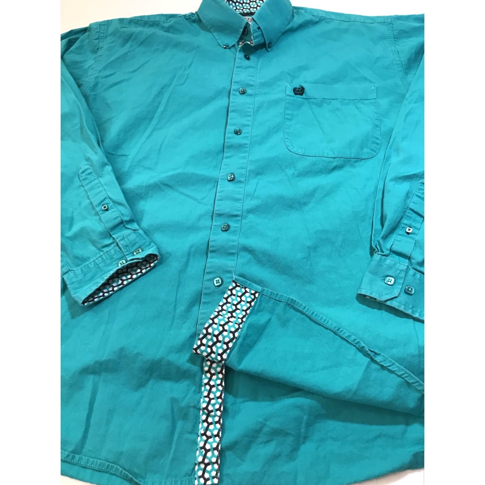 Vintage VINTAGE Cinch Western Cowboy Shirt 90s Teal Button-Up Long Sleeve Mens Size M Size US M / EU 48-50 / 2 - 2 Thumbnail
