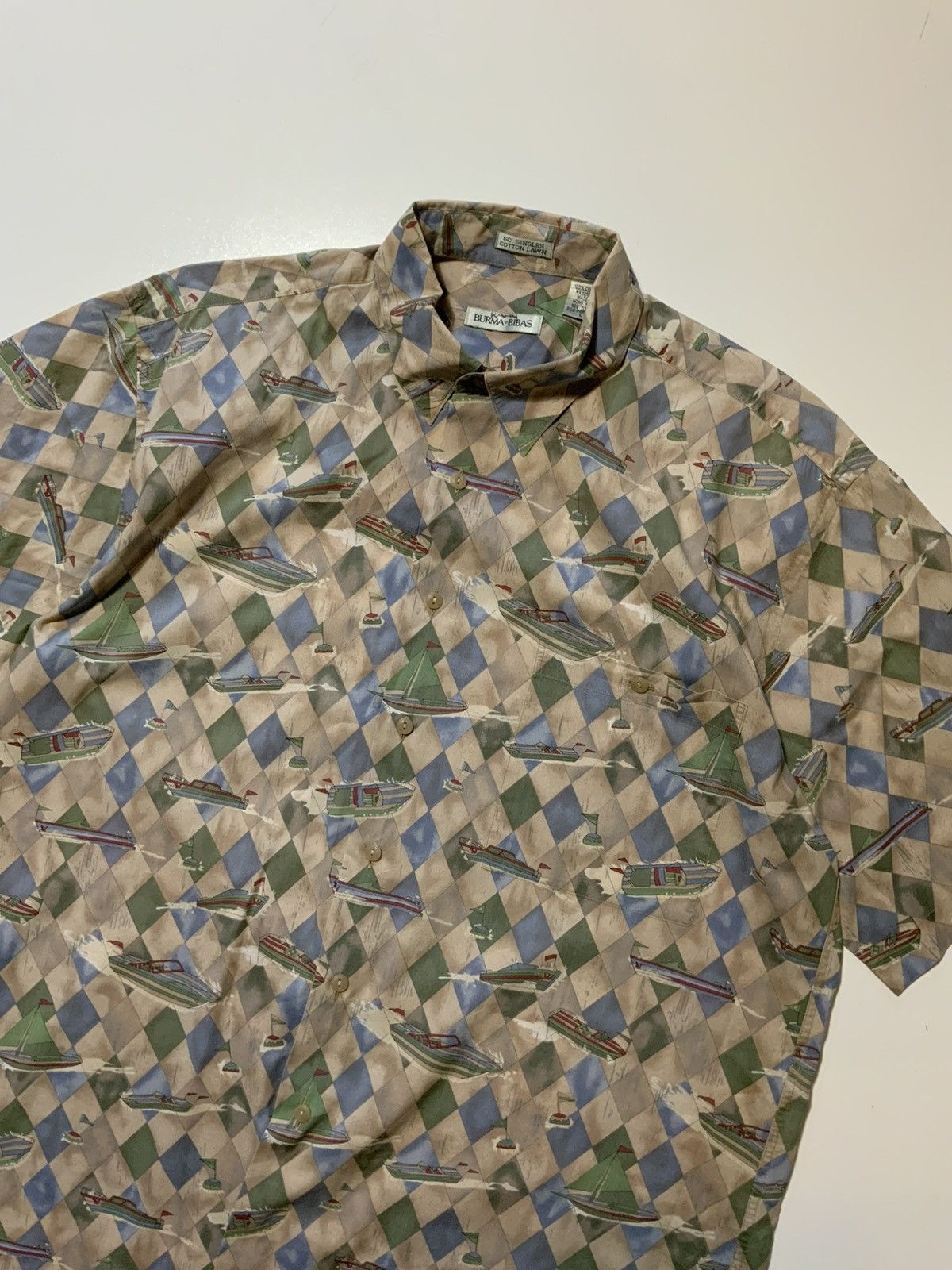 Burma Bibas Vintage Burma Bibas 60 AOP Boats Argyle Button Shirt Size US L / EU 52-54 / 3 - 3 Thumbnail