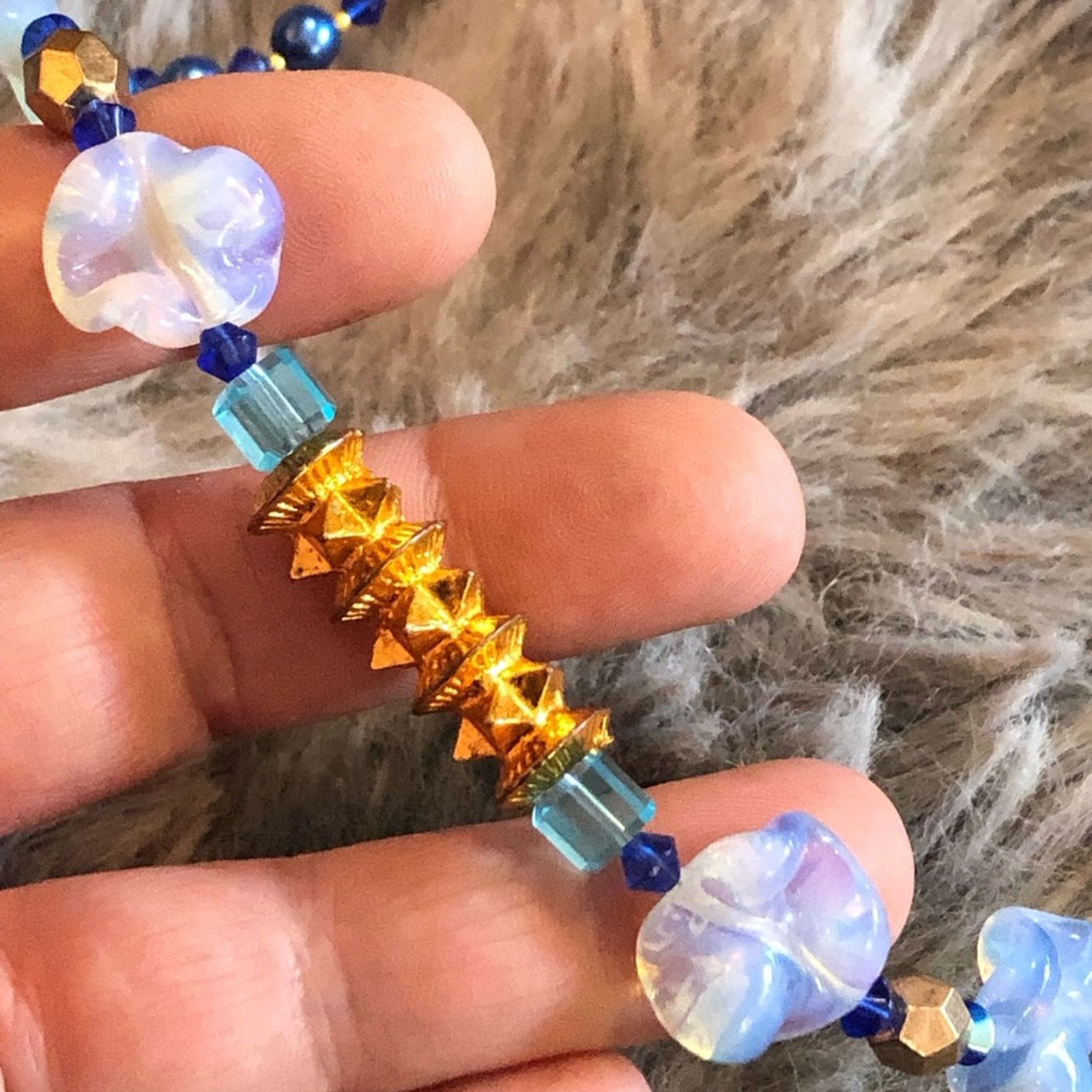 Other Handcrafted repurpose vintage opalite Czech glass necklace Size ONE SIZE - 7 Thumbnail