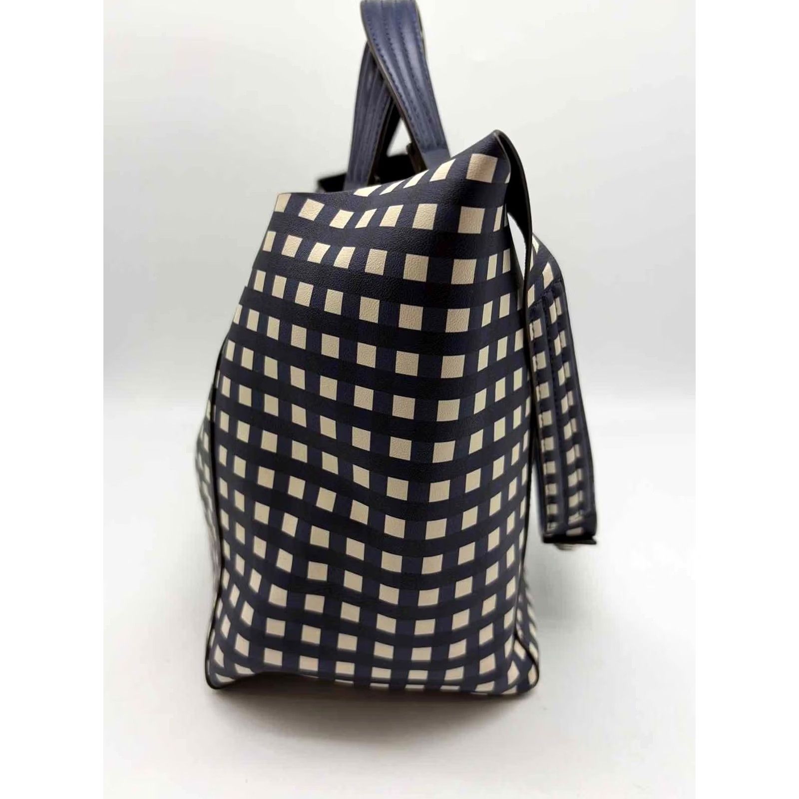 Tory Burch Tory Burch Navy Checkered Print Tote Bag Size ONE SIZE - 3 Thumbnail