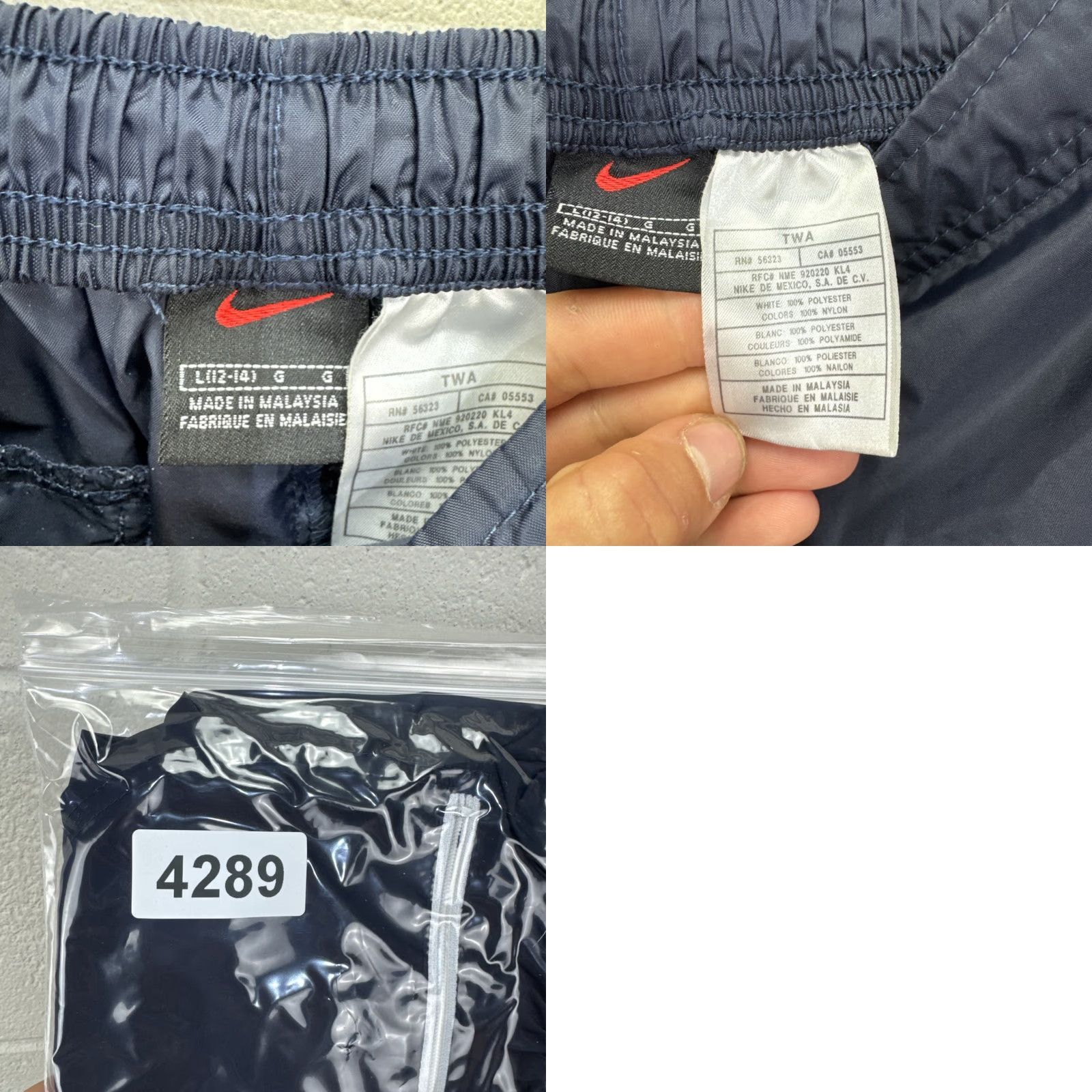 Nike VINTAGE Nike Women's L Windbreaker Warmup Swoosh Pants with Pockets, 00's, Blue, Regular Fit, 32 in Waist, 30 in Inseam Size 36" / US 14 / IT 50 - 9 Thumbnail