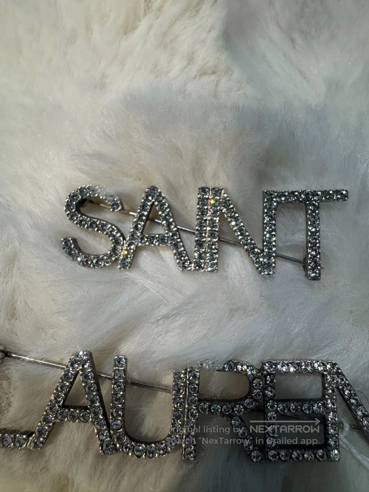 Saint Laurent Paris Saint Laurent Paris Crystal Logo Double Brooch| Size ONE SIZE - 5 Thumbnail