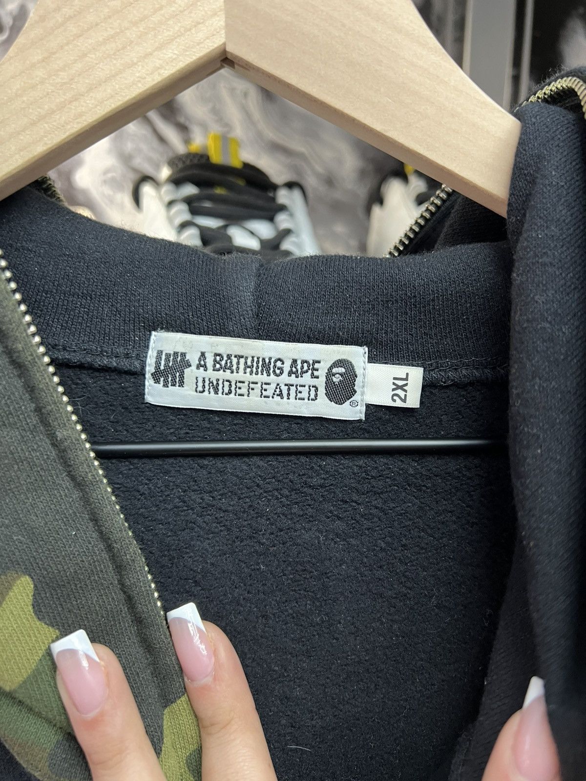 Bape Bape x Undefeated Black Camo Shark Hoodie Size US XXL / EU 58 / 5 - 8 Thumbnail