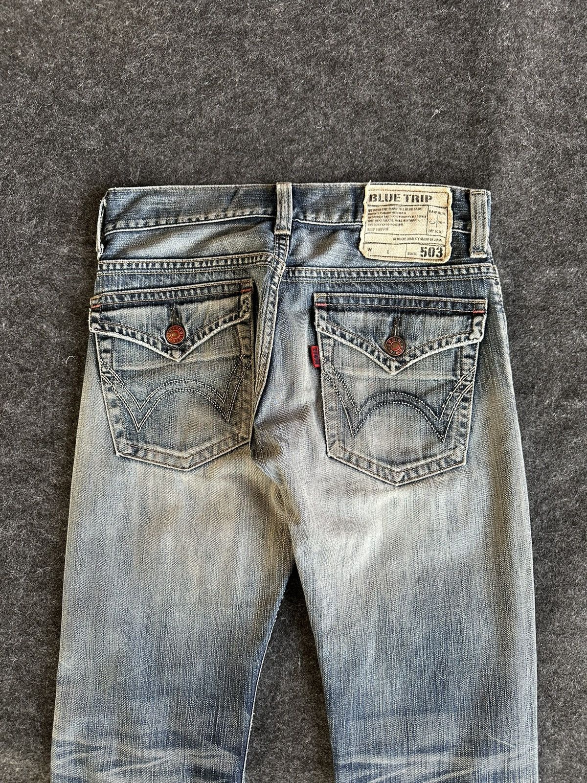 14th Addiction Edwin Blue Trip 5001 Patches Flare Vintage Denim D516 Size US 28 / EU 44 - 5 Thumbnail