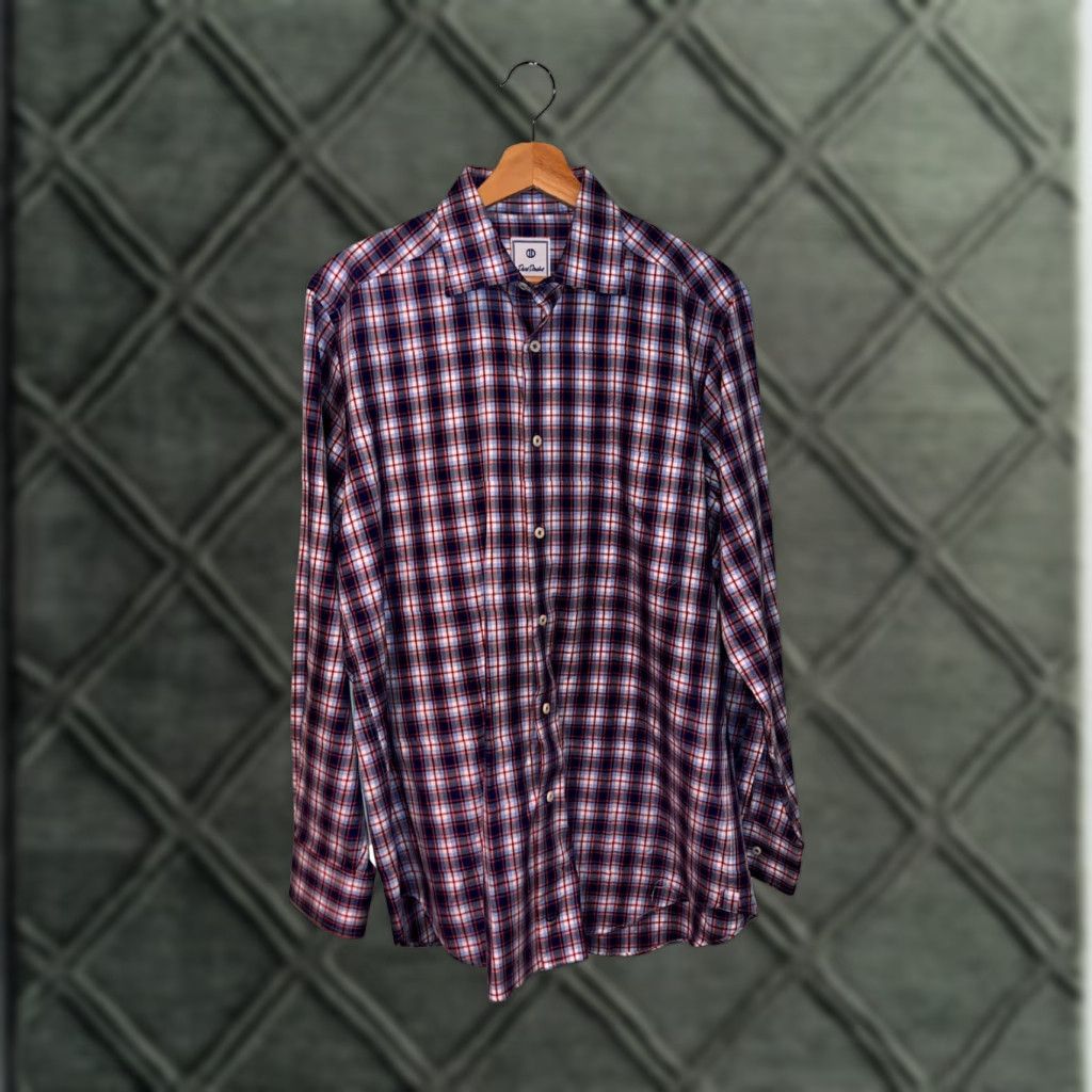 David Donahue David Donahue Shirt Mens M Plaid Twill Button-Up Collared Long Sleeve Multicolor Logo Casual Formal Workwear Size US M / EU 48-50 / 2 - 1 Thumbnail