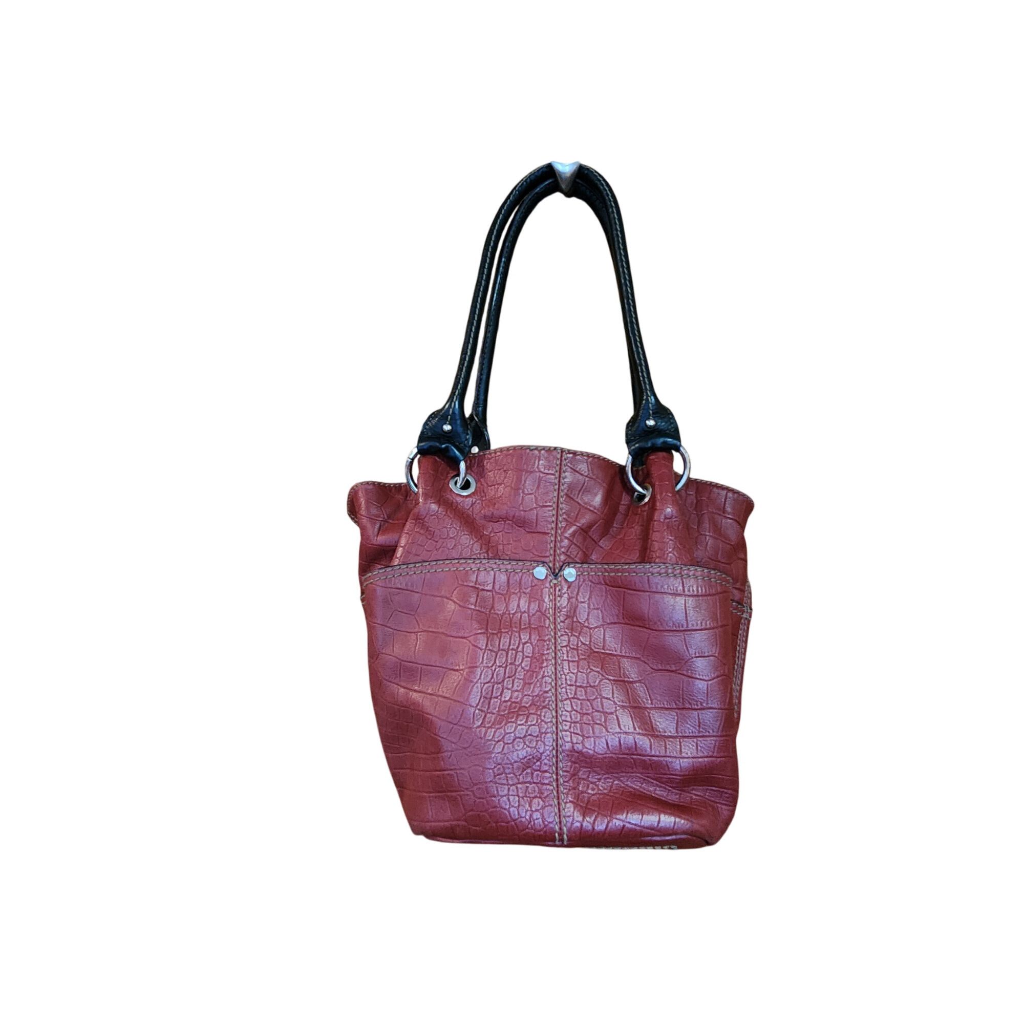 L.L. Bean Tignanello Bucket Tote Shoulder Bag Reptile print Red Size ONE SIZE - 2 Thumbnail