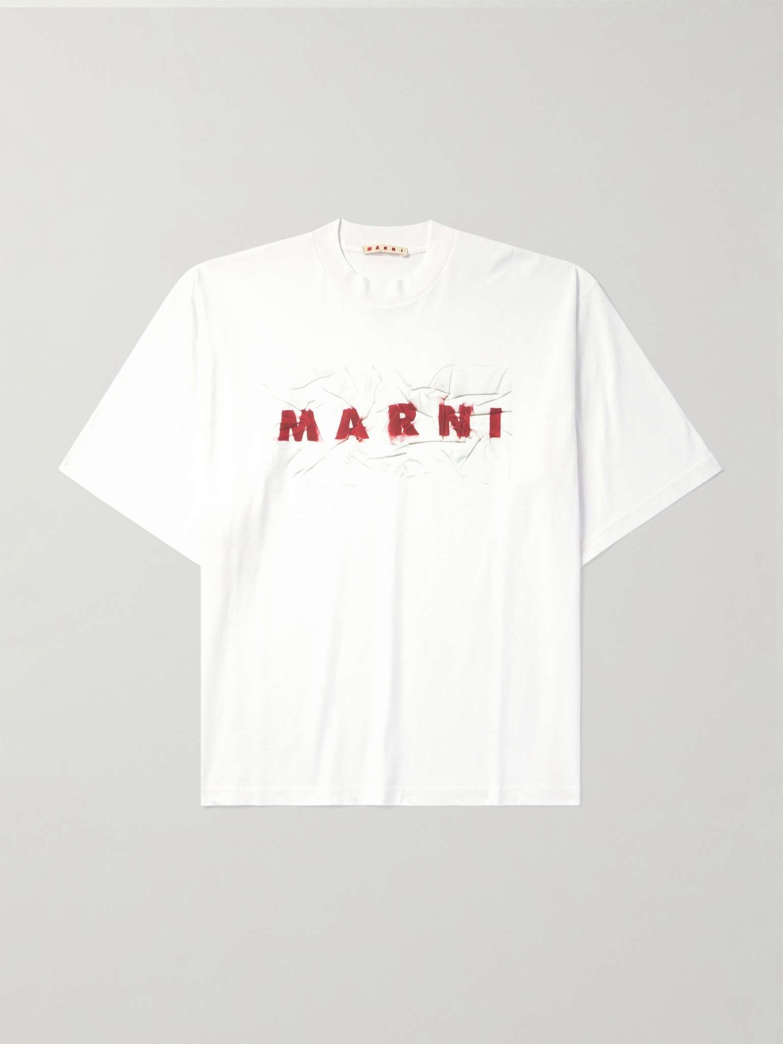Marni o1w1db11025 Logo Print Cotton-Jersey T-Shirt in White Size US S / EU 44-46 / 1 - 1 Thumbnail