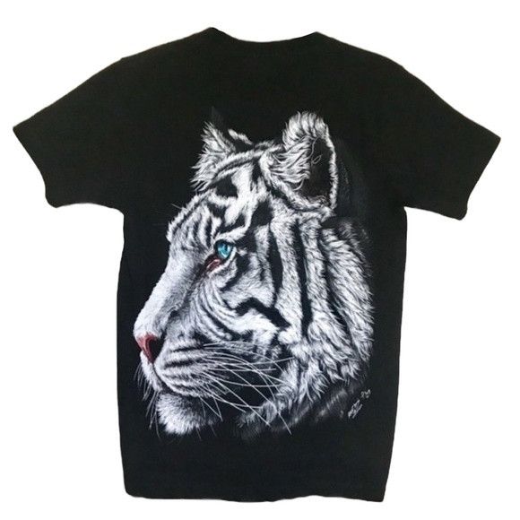 Other White Tiger T-Shirt Glow in the Dark 3-D Piercing Black Tee Size US S / EU 44-46 / 1 - 1 Thumbnail