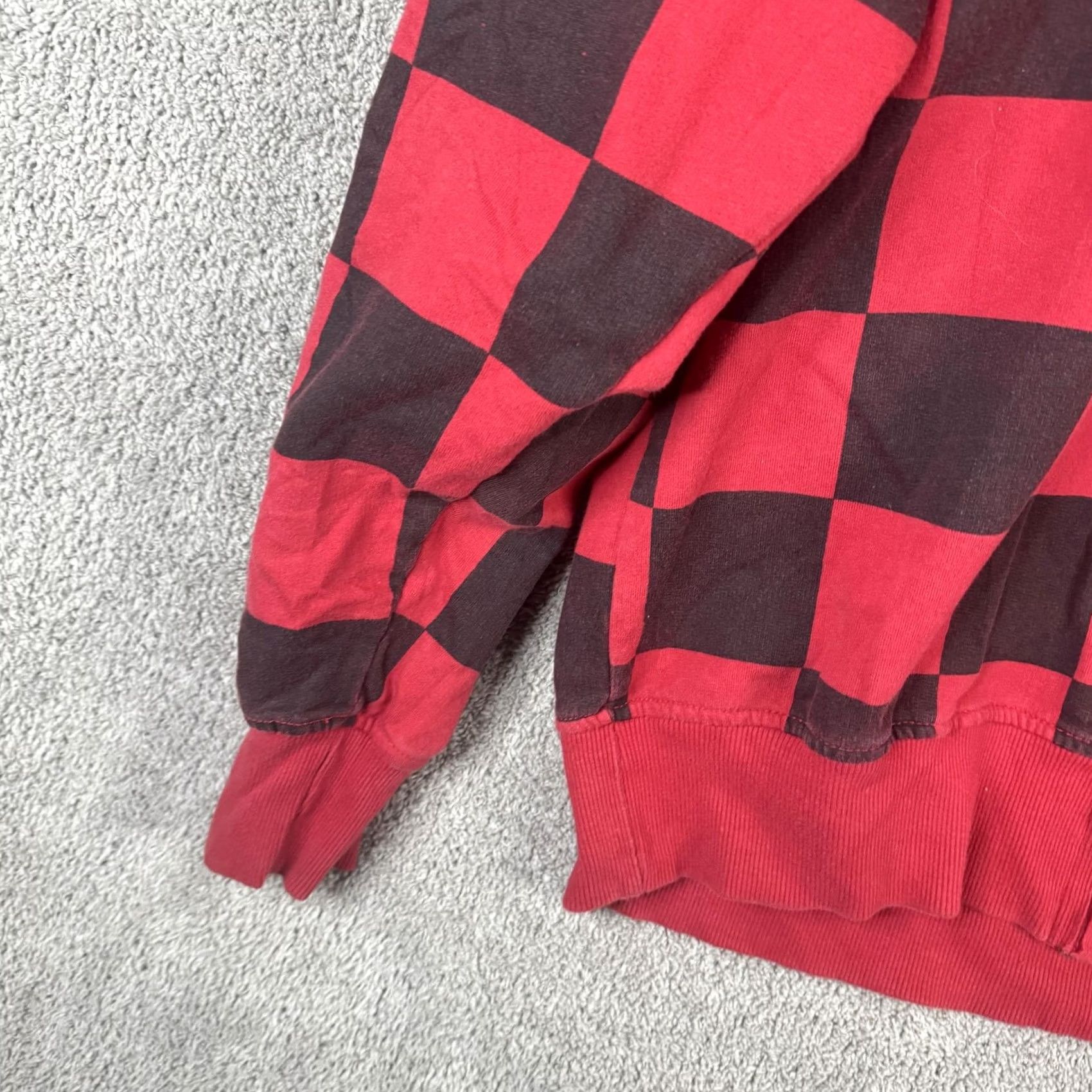 Logo 7 VINTAGE Don Hoodie Mens Large Red Checkered Full Zip Fleece D Logo Embroidered Size US L / EU 52-54 / 3 - 2 Thumbnail