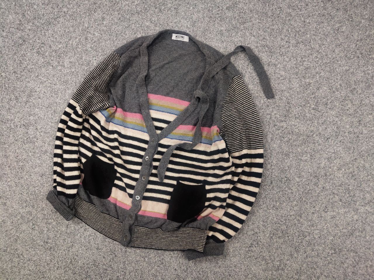 Moschino Moschino cheap & chic Wool Blend Button Striped Cardigan Size L / US 10 / IT 46 - 3 Thumbnail