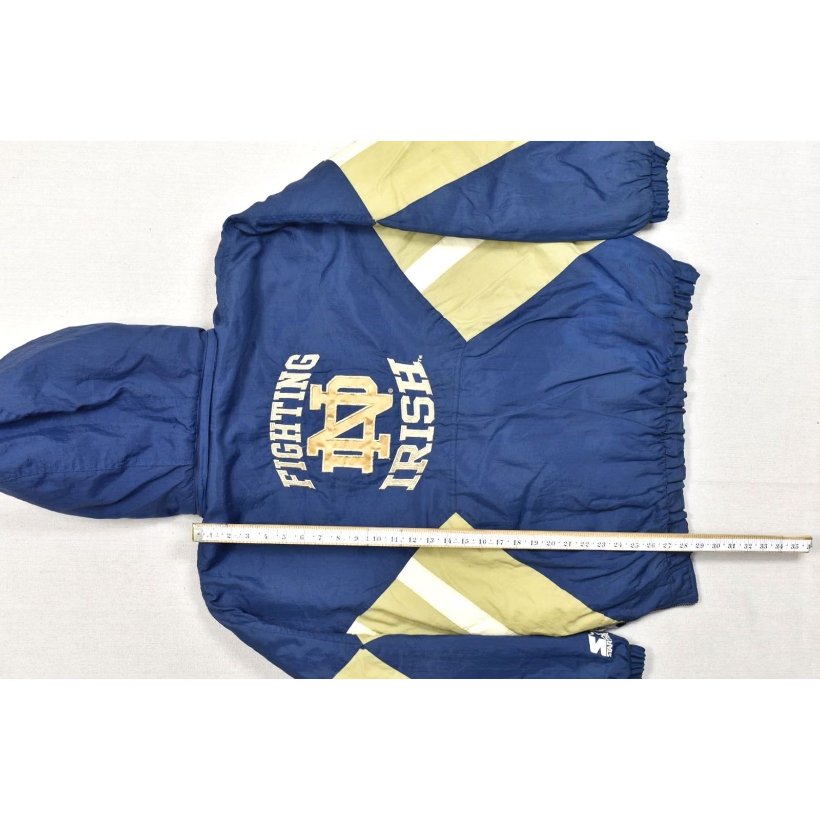Starter VINTAGE Starter Notre Dame Fighting Irish Puffer Anorak Jacket Blue Gold Men's L Jacket Size US L / EU 52-54 / 3 - 2 Thumbnail