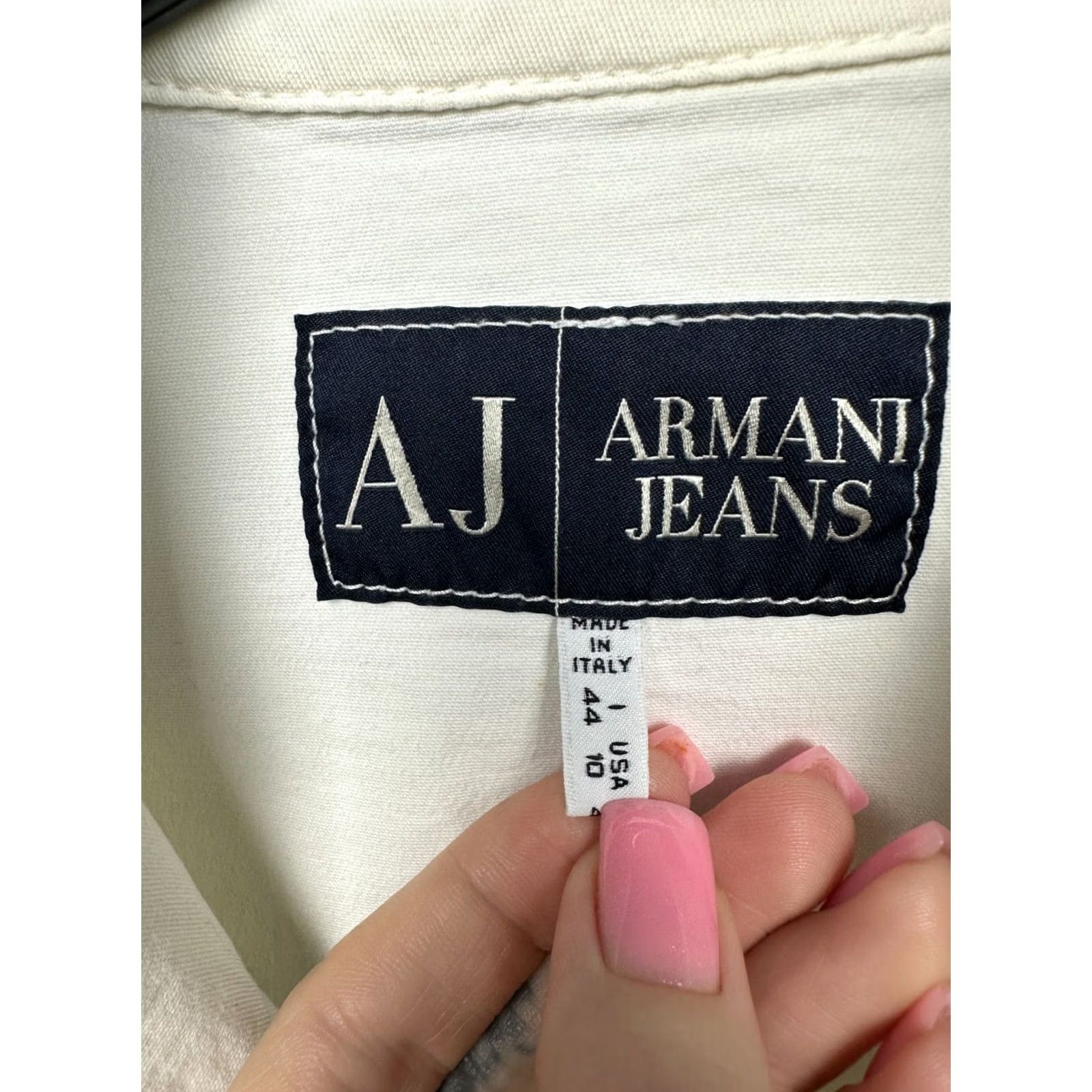 Vintage VINTAGE Armani Jeans Womens Jacket Blazer Size USA 10 White Cotton Solid 2000s Designer Size 36" / US 14 / IT 50 - 3 Thumbnail