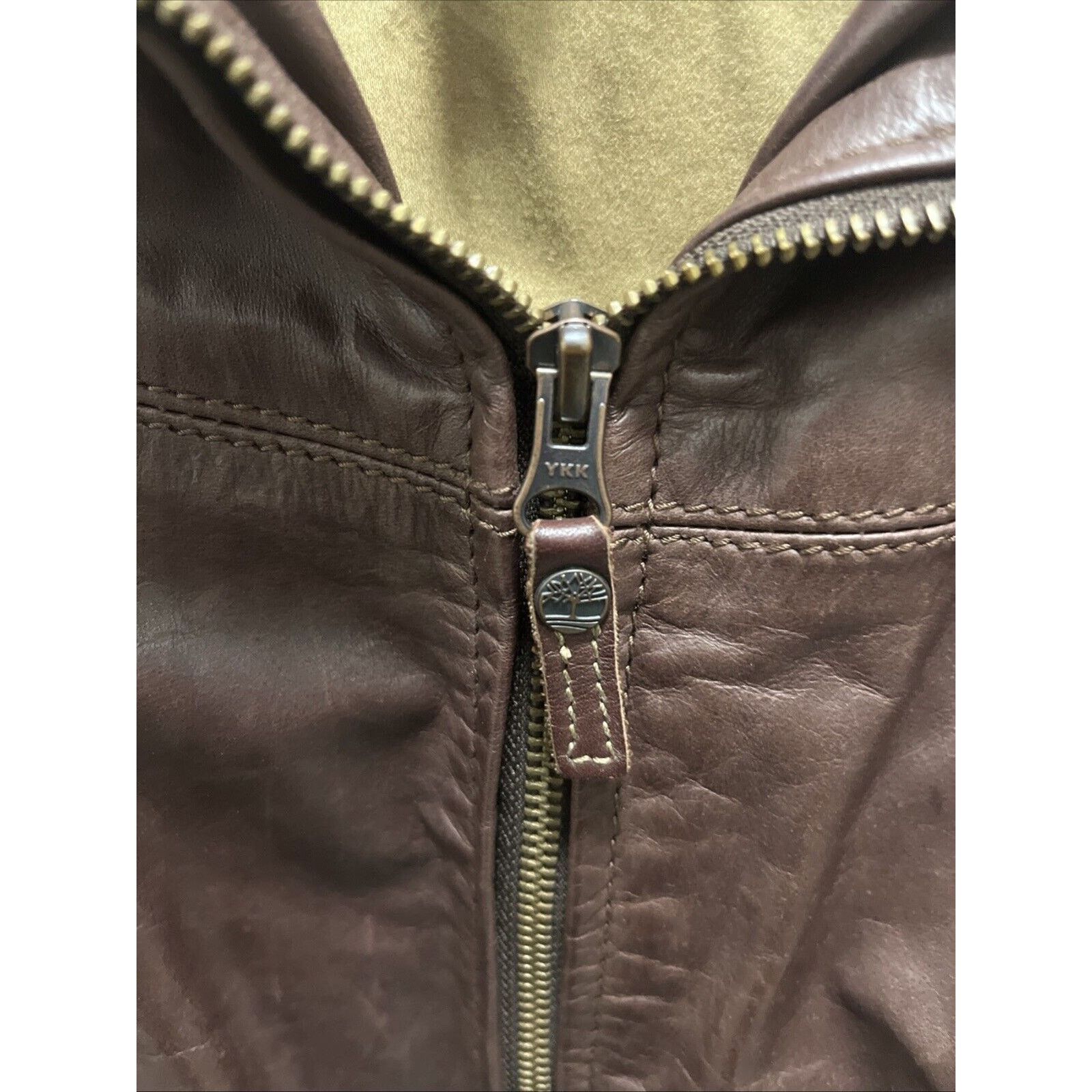 Timberland Timberland Men’s Small Leather Bomber Jacket Brown Ribbed Size US S / EU 44-46 / 1 - 7 Thumbnail