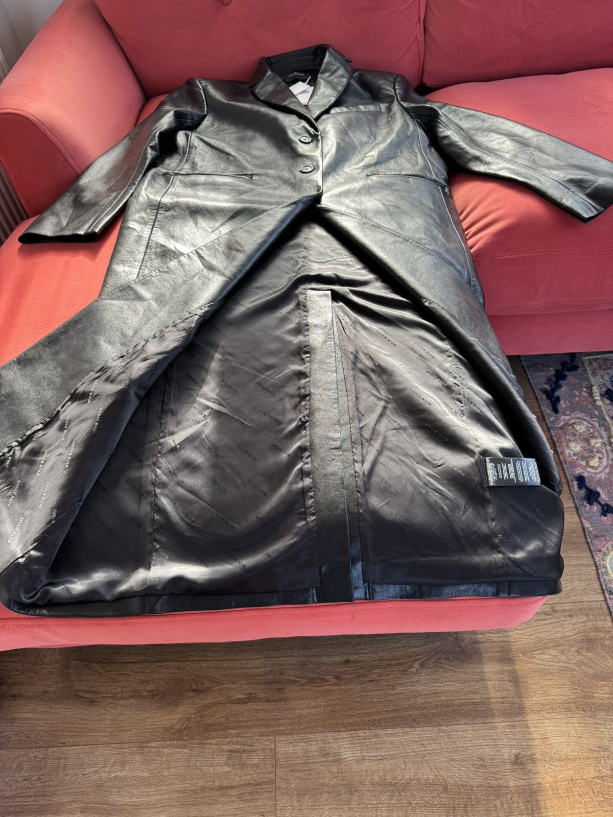 Anine Bing Anine Bing New Long Leather coat, black, size L Size L / US 10 / IT 46 - 13 Thumbnail