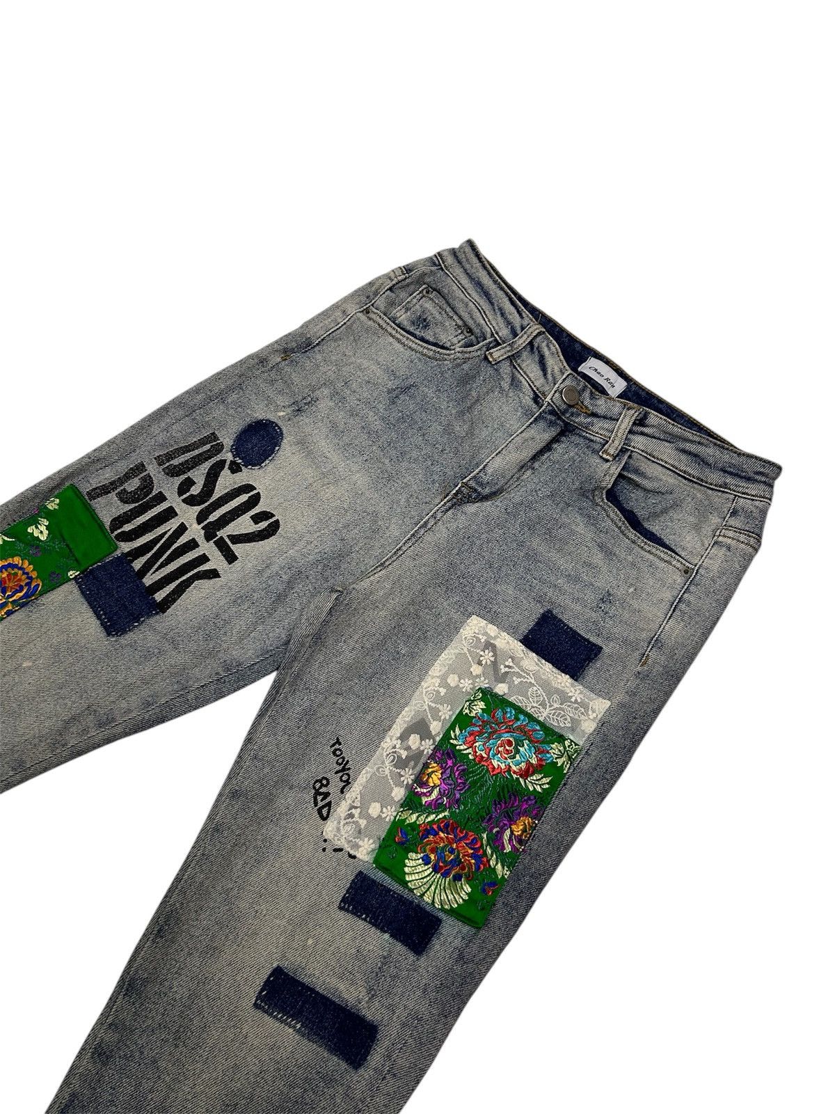 Japanese Brand × Vintage Vintage Japanese Denim Mad Punk Patches Jeans Size US 28 / EU 44 - 3 Thumbnail
