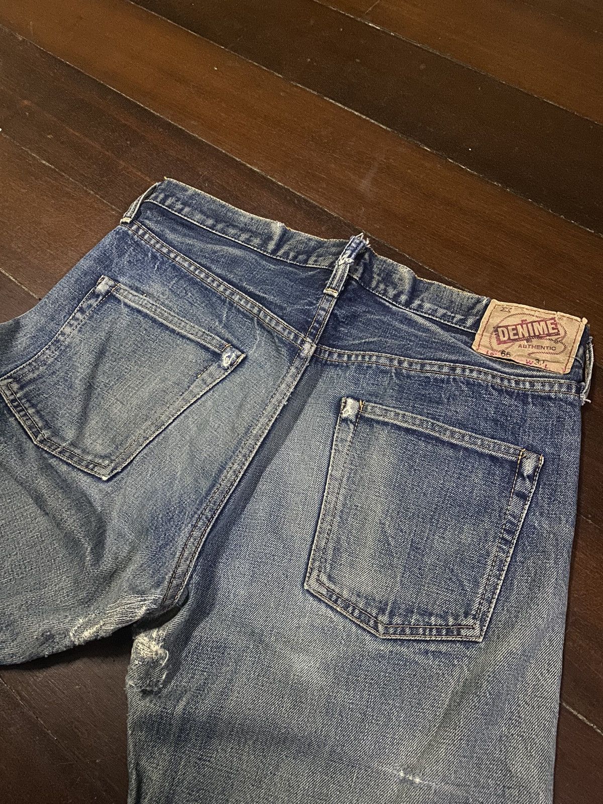 Denime Vintage 90s DENIME Orizzonti mud wash distressed rework Size US 35 - 19 Thumbnail