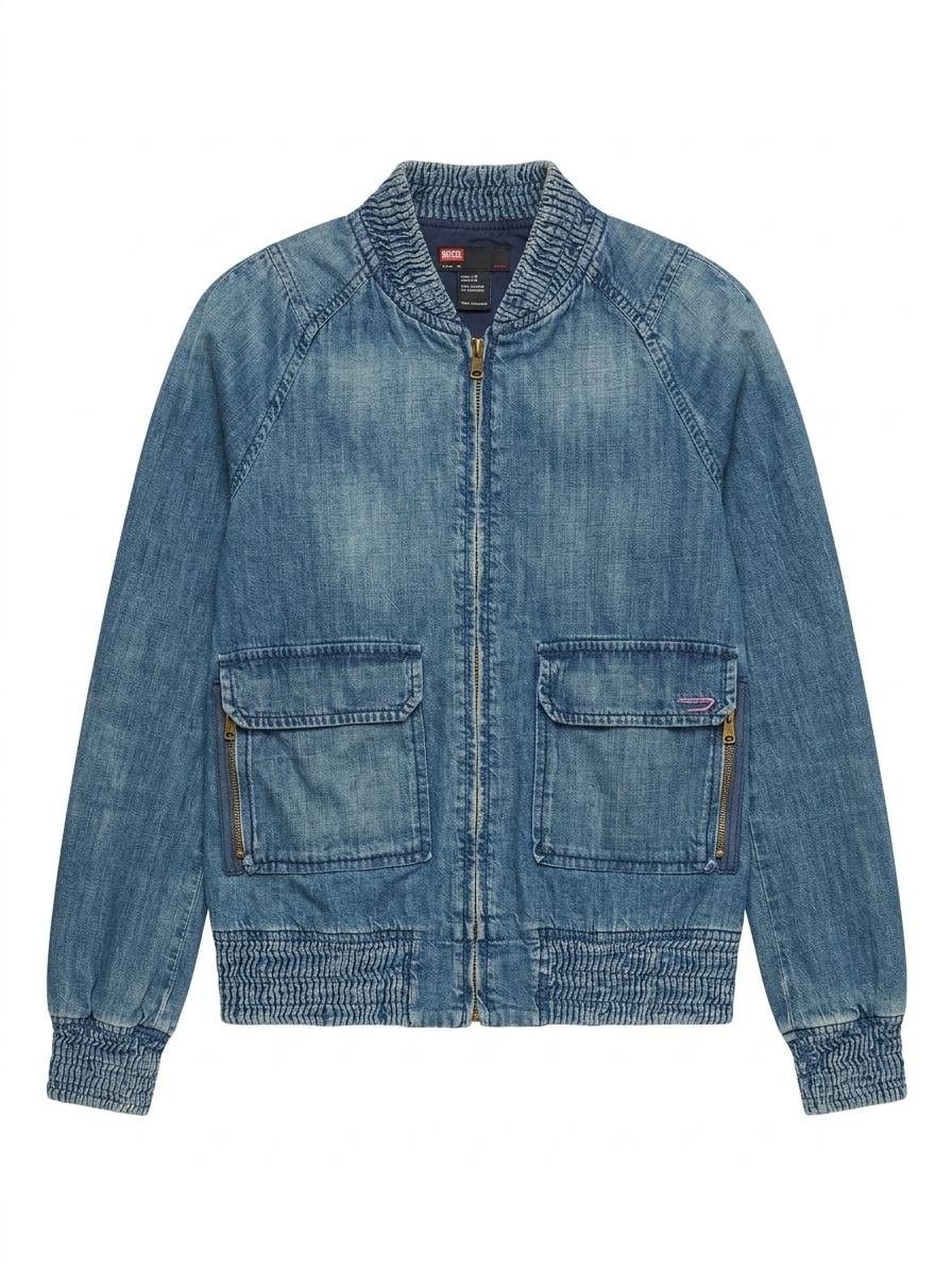 Diesel Diesel Made in Italy Vintage Denim Bomber Jacket - Small Size US S / EU 44-46 / 1 - 1 Thumbnail