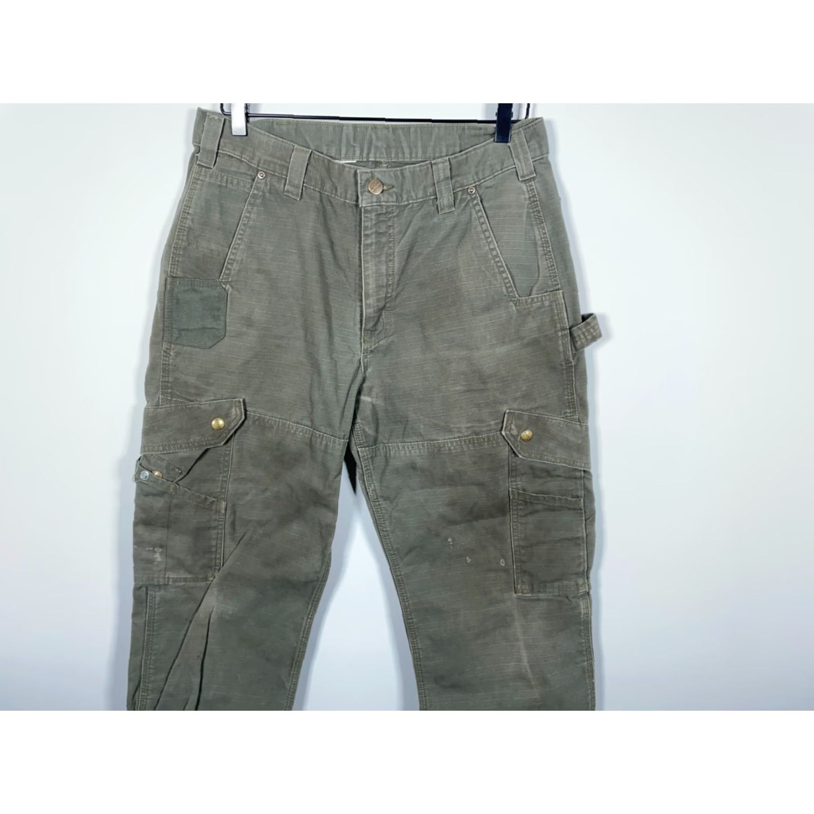 Carhartt Carhartt Pants Mens 32 x 26 Green Ripstop Cargo Distressed Double Front Workwear Casual Size US 32 / EU 48 - 4 Thumbnail