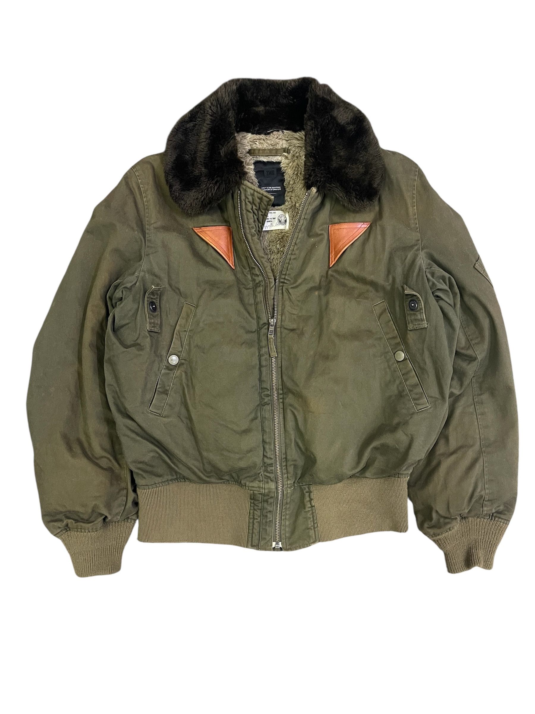 Swagger Swagger B-15 Bomber Sherpa Shearling Olive Flight Jacket Size US L / EU 52-54 / 3 - 1 Thumbnail