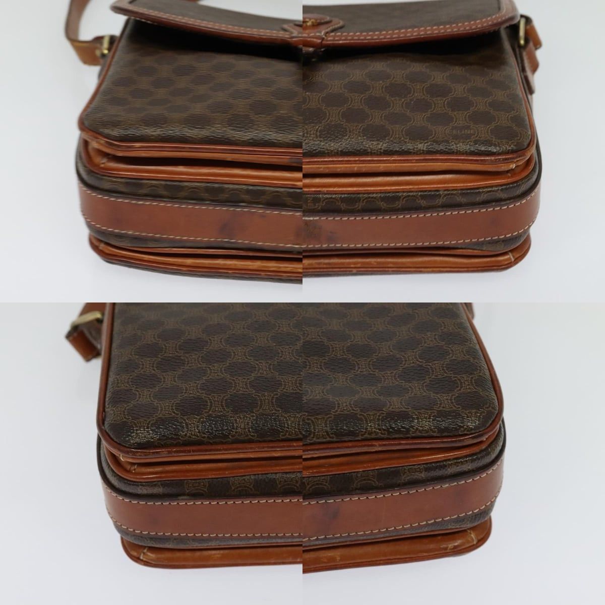 Celine CELINE Macadam Canvas Shoulder Bag Pvc Leather Brown Gold Size ONE SIZE - 10 Thumbnail