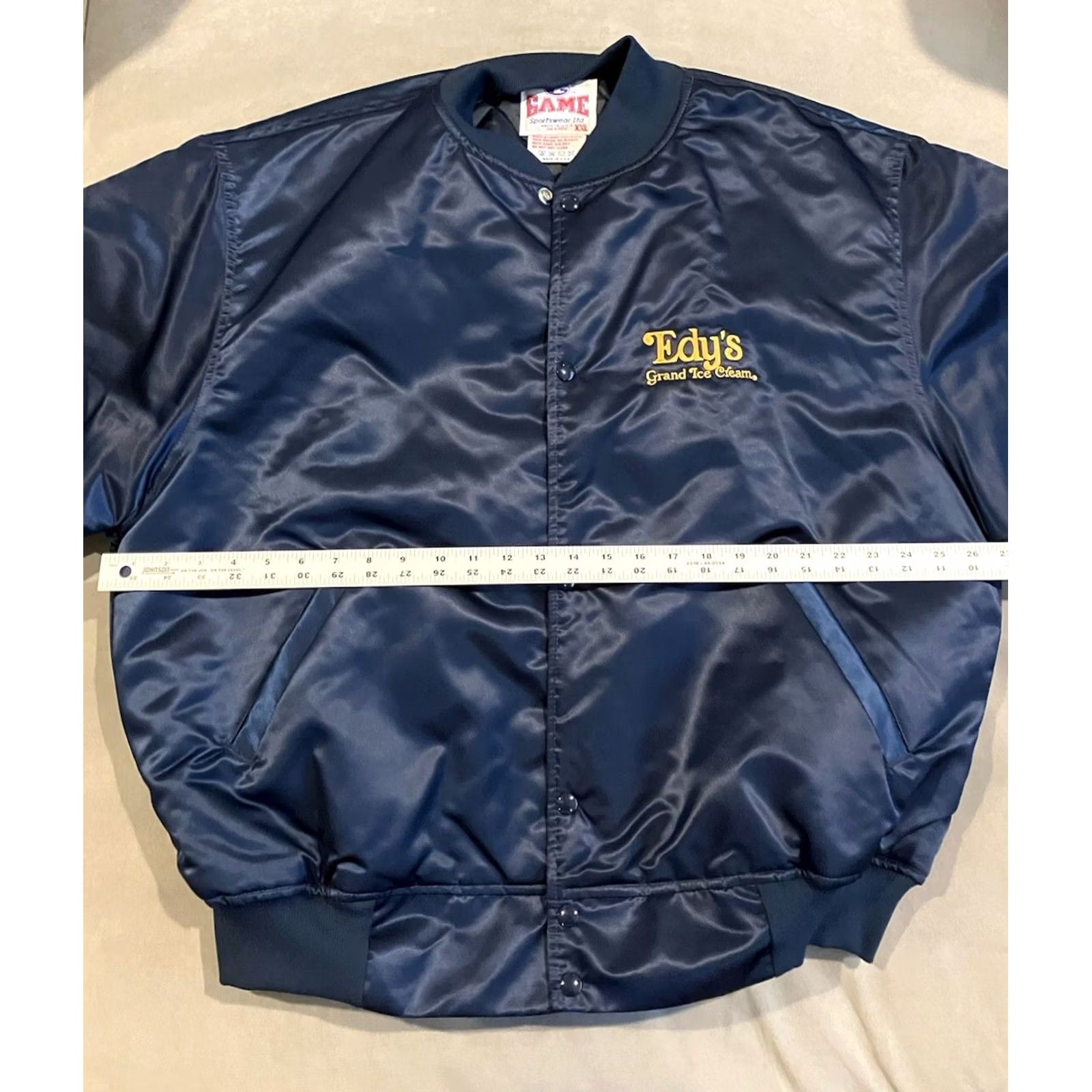 Vintage VINTAGE RARE DEAD STOCK Game Sportswear Satin Jacket 2XL Blue Bomber Jacket Mens EDY'S ICE CREAM Satin JACKET XXL Size US XXL / EU 58 / 5 - 4 Thumbnail