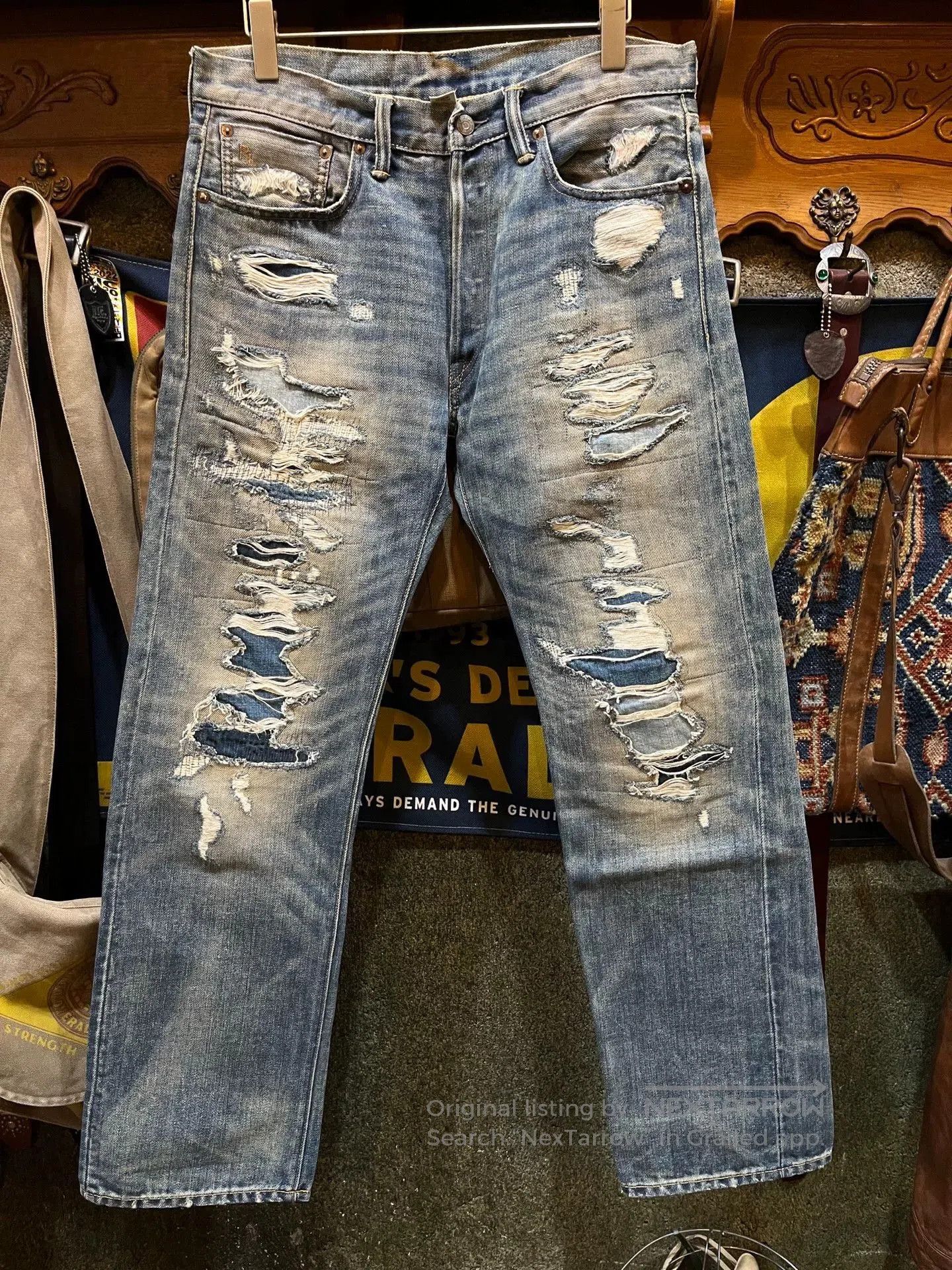 RRL Ralph Lauren distressed denim jeans from double rl polo. Size US 32 / EU 48 - 1 Thumbnail