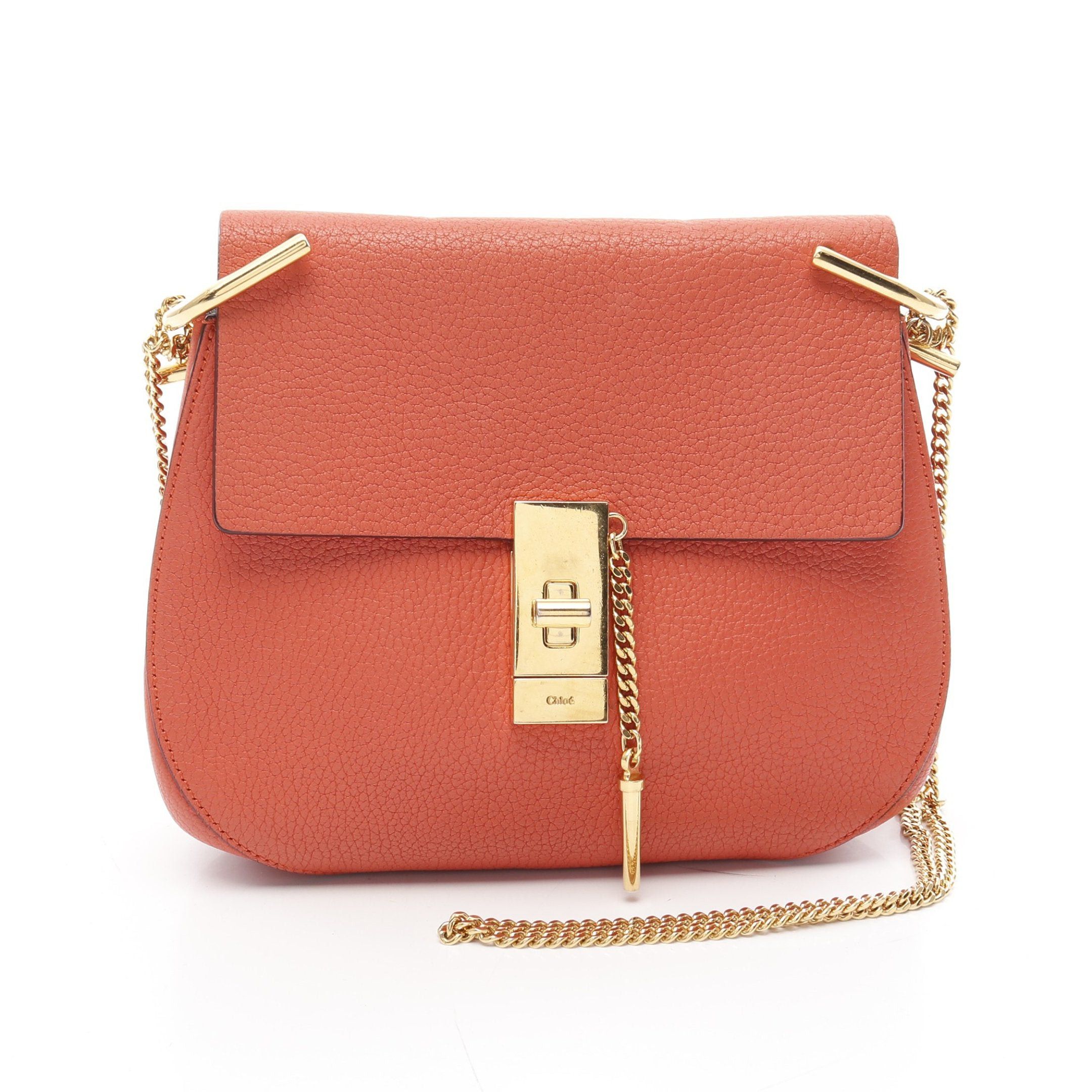 Chloe Chloe Drew Chain Shoulder Bag Leather Coral Pink Size ONE SIZE - 1 Thumbnail