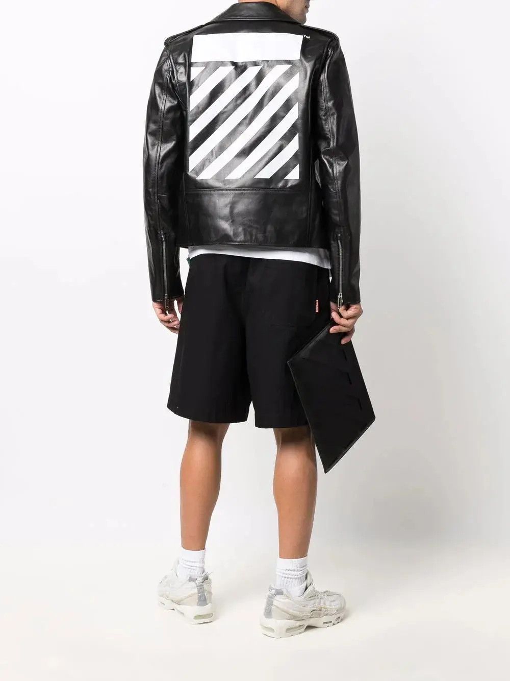 Off-White o1gr1nt1124 Diag Tab Biker Jacket in Black Size US XXL / EU 58 / 5 - 2 Thumbnail