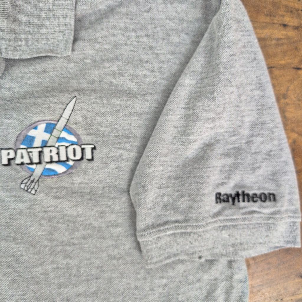Vintage Vintage Raytheon Patriot Missile Heather Grey Polo Shirt Size US L / EU 52-54 / 3 - 3 Thumbnail