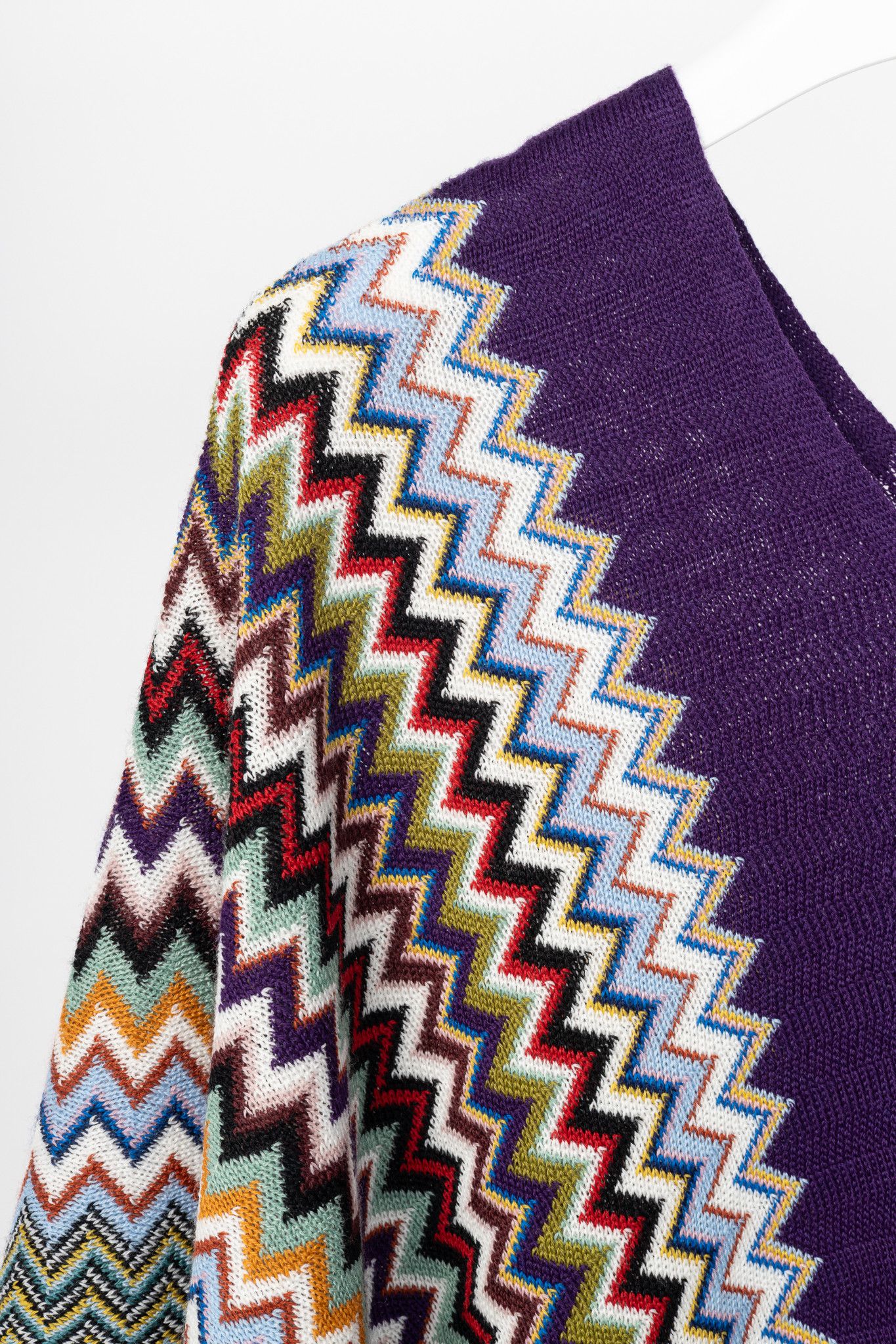 Missoni Missoni Purple Chevron Wool-Knit Fringe Poncho Size ONE SIZE - 5 Thumbnail
