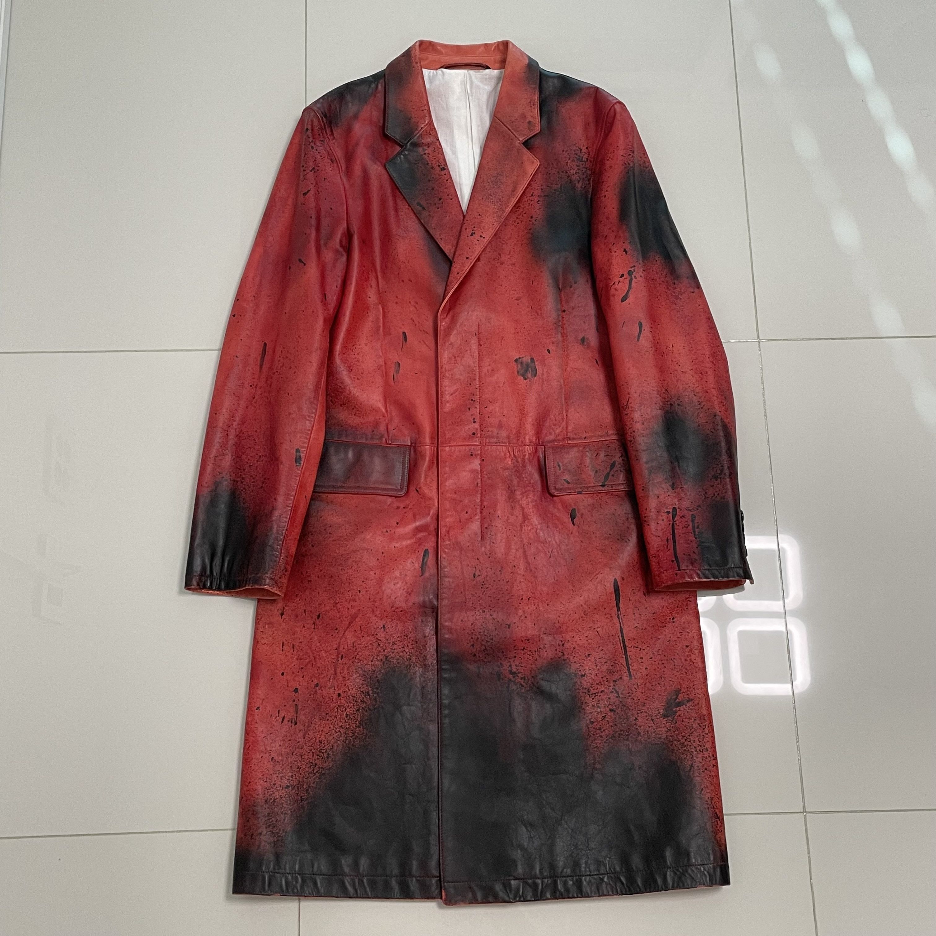 Pre-owned Calvin Klein 205w39nyc 18ss Leather Coat In Red