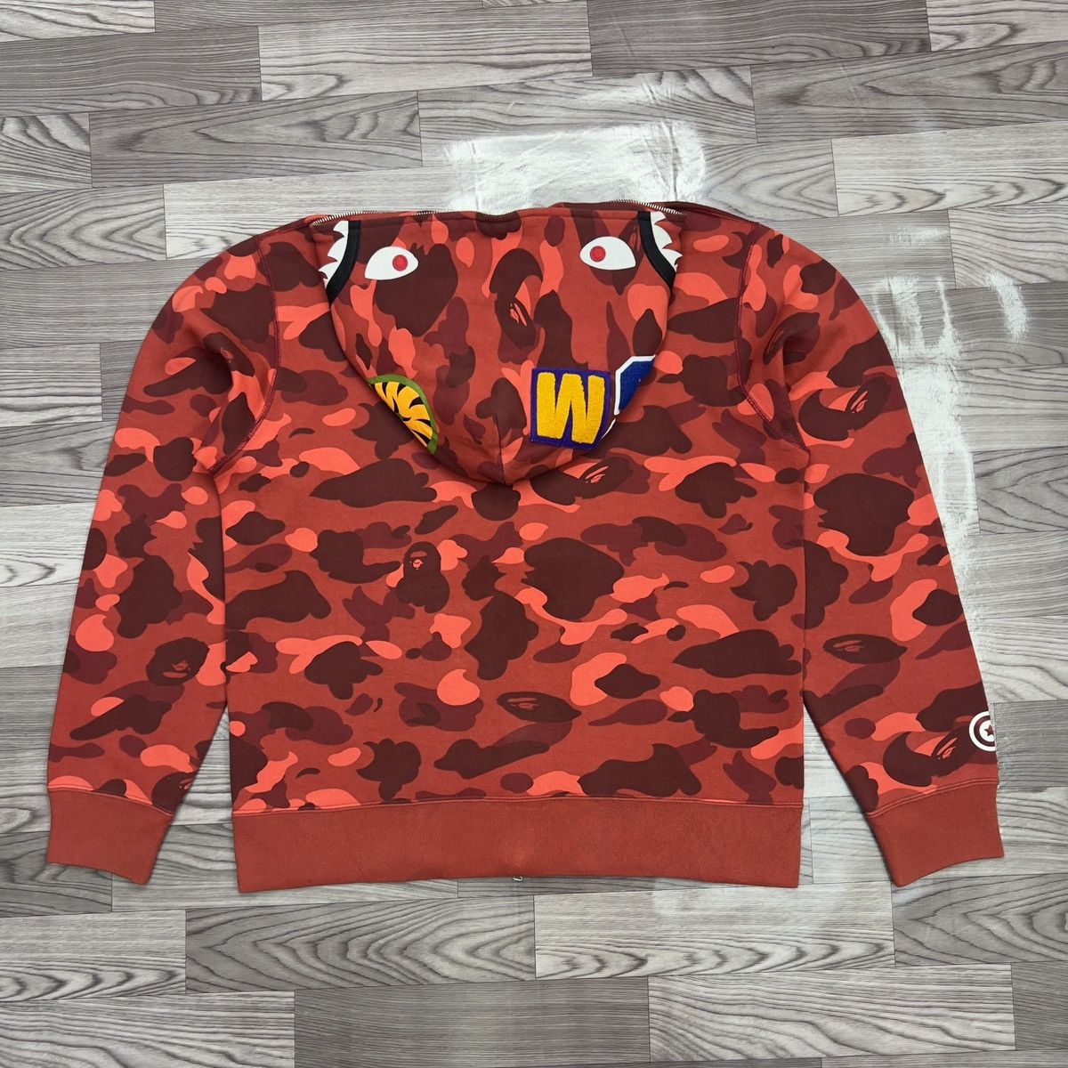 Bape Bape Red Camo Shark Full Zip Hoodie Size US XL / EU 56 / 4 - 4 Thumbnail