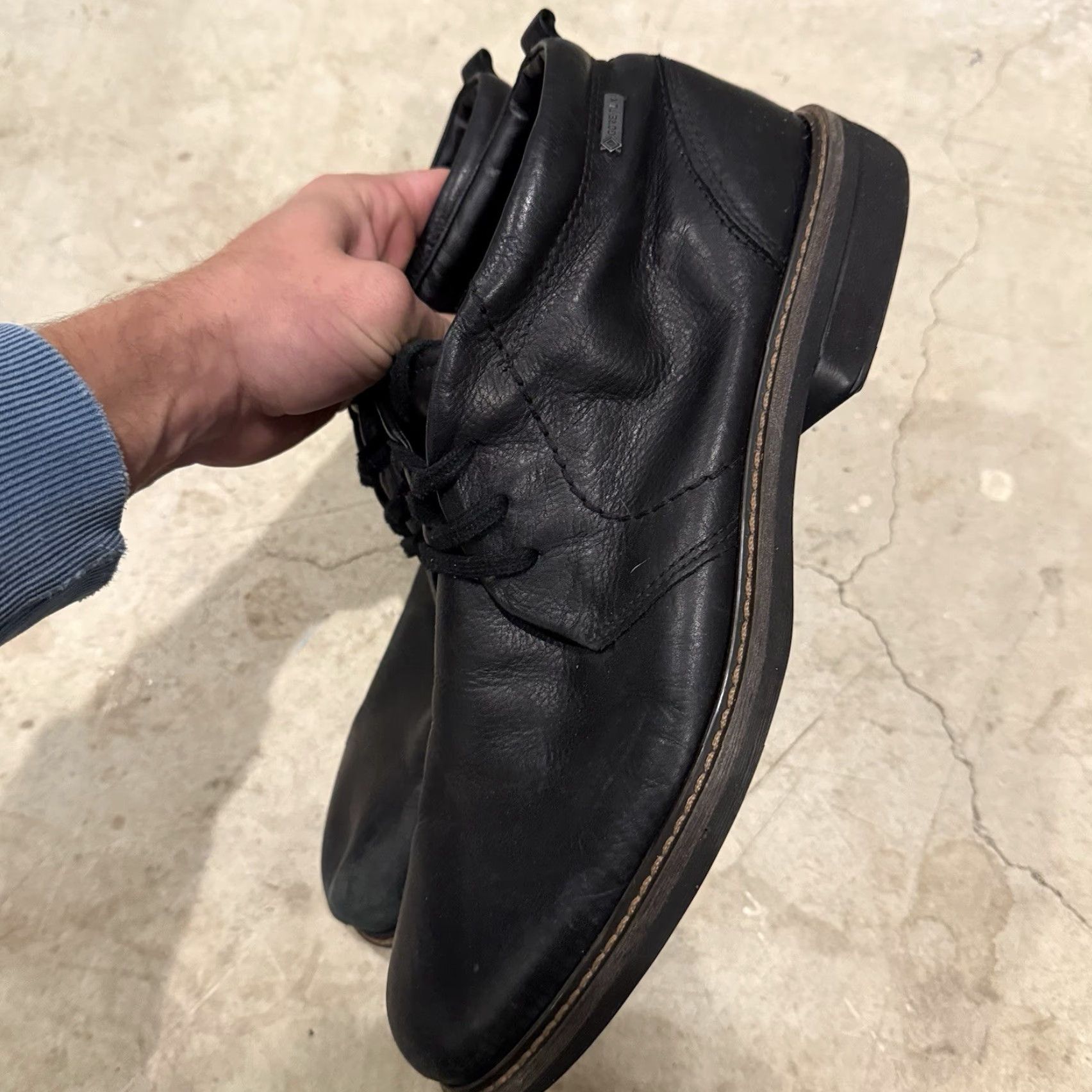 Ecco VINTAGE ECCO Turn GTX Mens Chukka Ankle Boots 13-13.5 Black GORE-TEX Leather (Pre-owned) Size US 13 / EU 46 - 6 Thumbnail