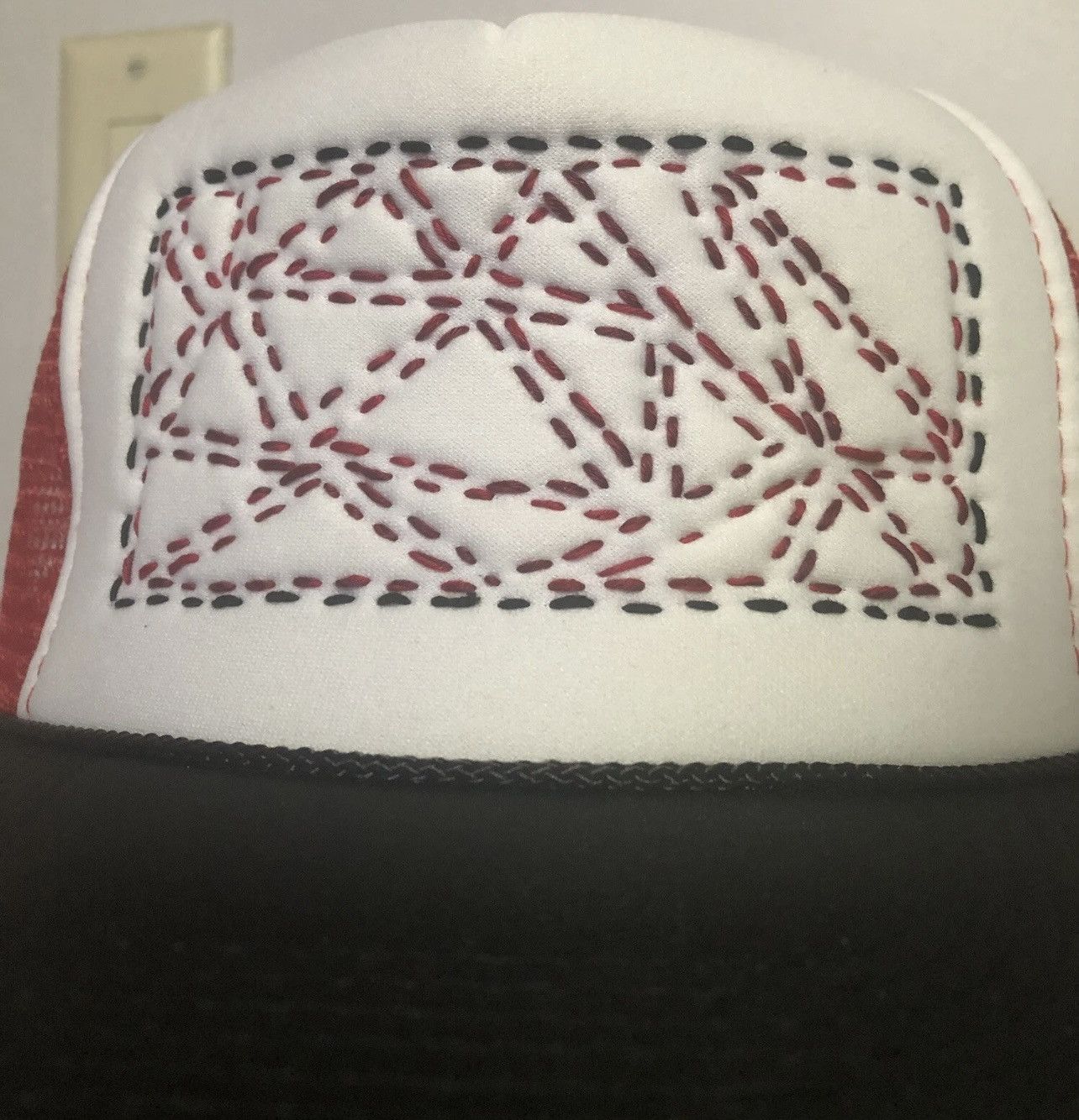Other Red and White Trucker Hat Sashiko Hand Stitched 1/1 Size ONE SIZE - 10 Thumbnail