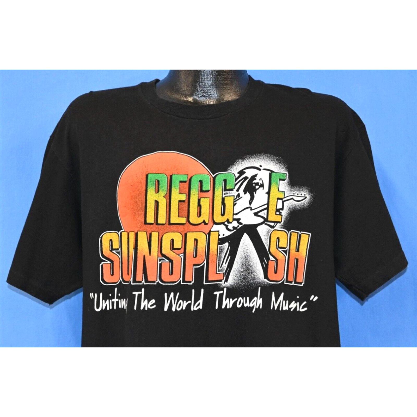 image of Hanes VTG 90's Reggae Sunsplash Uniting World Through Music 91 Rasta Concert T-Shirt XL in White