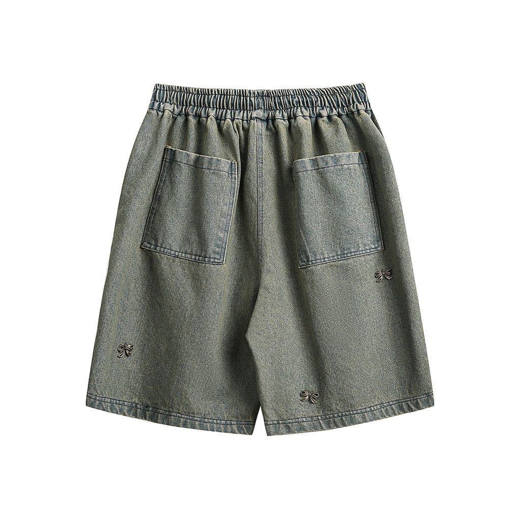 Japanese Brand × Jean Men's washed distressed denim shorts with metal decoration Size US 32 / EU 48 - 2 Thumbnail