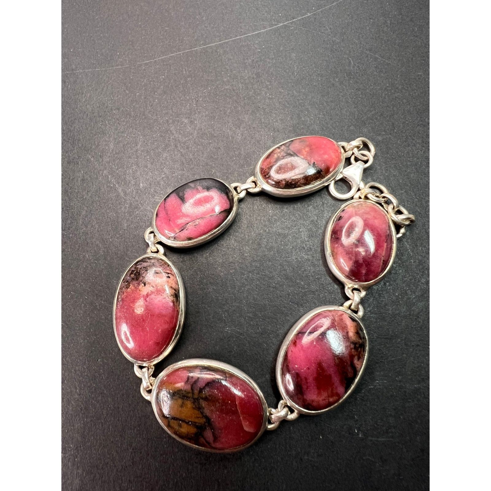 Other NEW Rhodonite sterling silver link bracelet 7.75 inch Size ONE SIZE - 7 Thumbnail