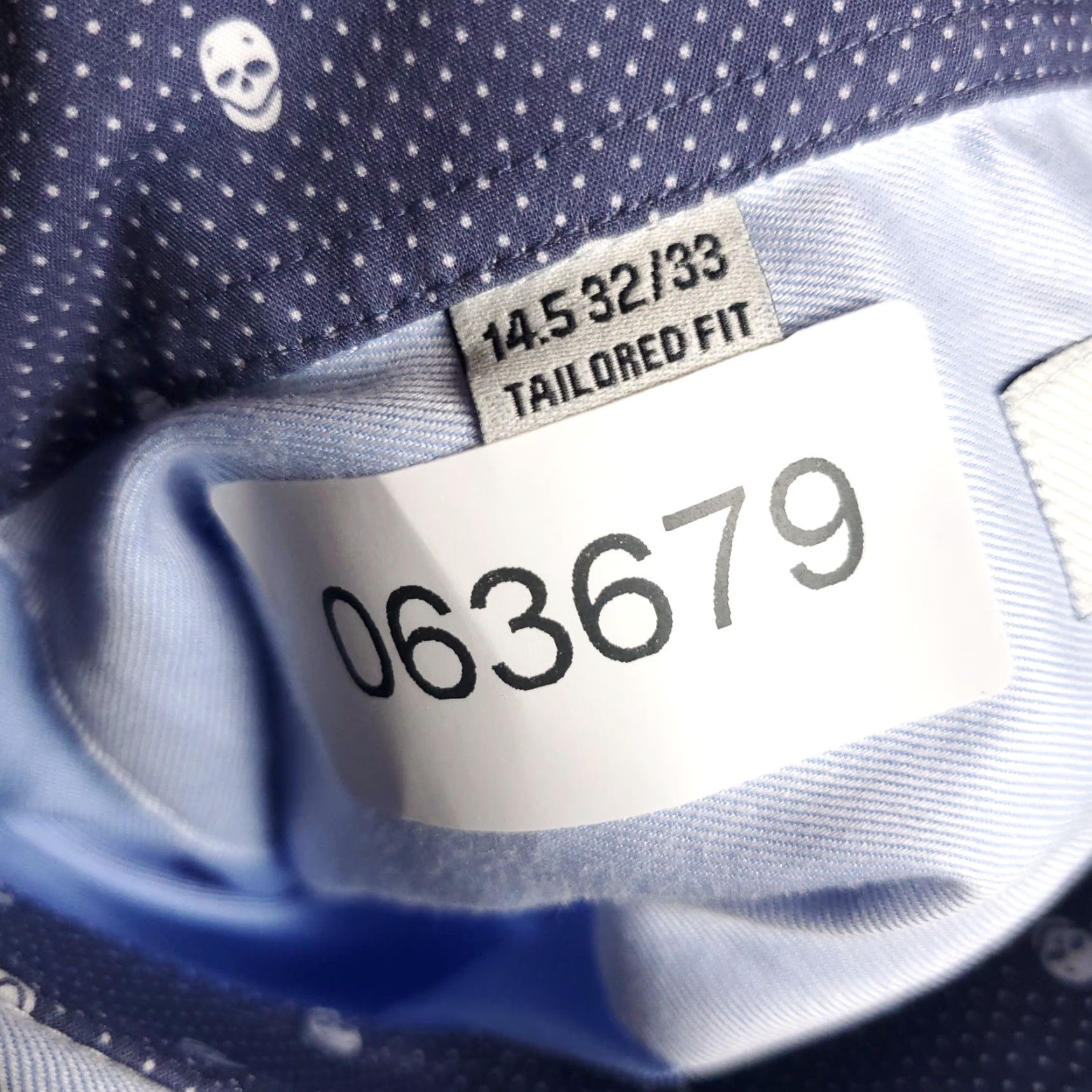 Vintage Twillory Shirt Mens Size 14.5 Blue Flip Cuff Skull Print Tailored Fit Button Up Size US S / EU 44-46 / 1 - 8 Thumbnail