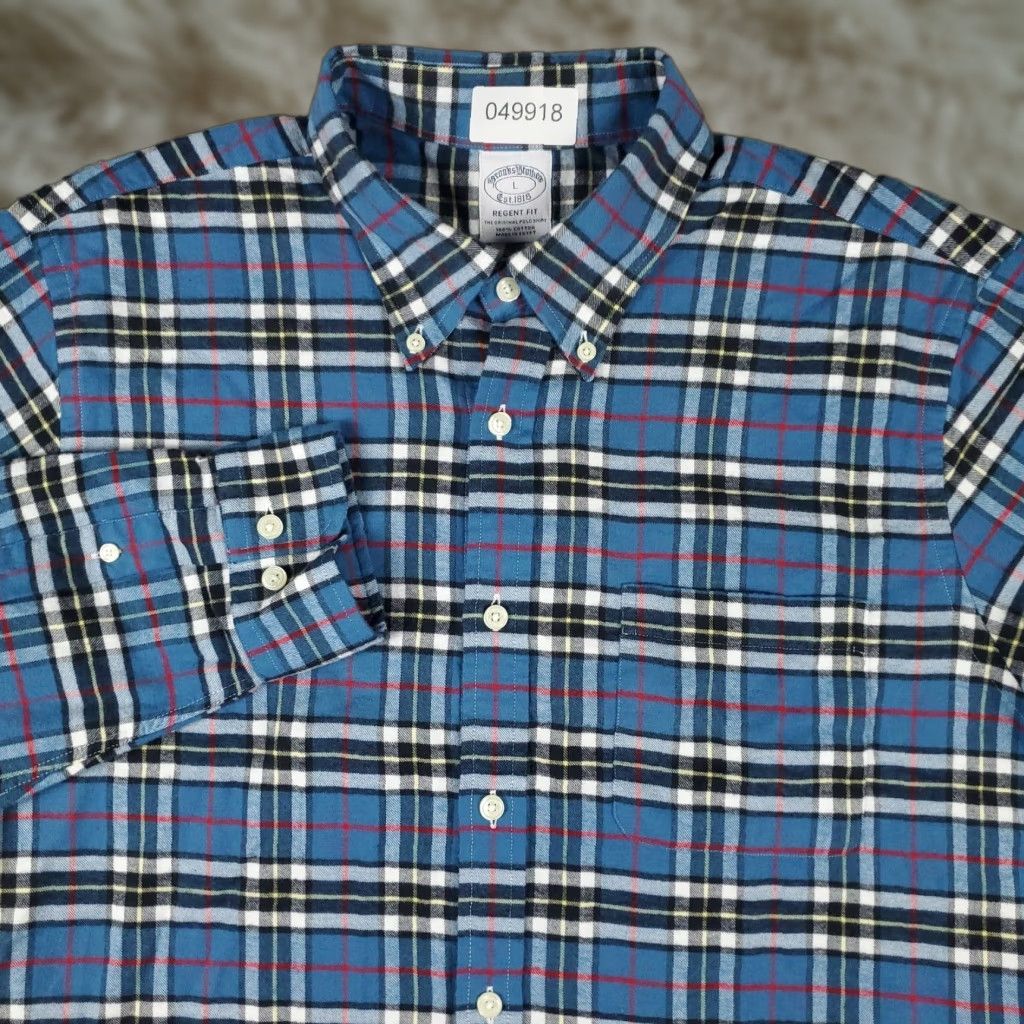 Brooks Brothers Brooks Brothers Button-Up Shirt Mens Large Blue Plaid Long Sleeve Casual Size US L / EU 52-54 / 3 - 1 Thumbnail