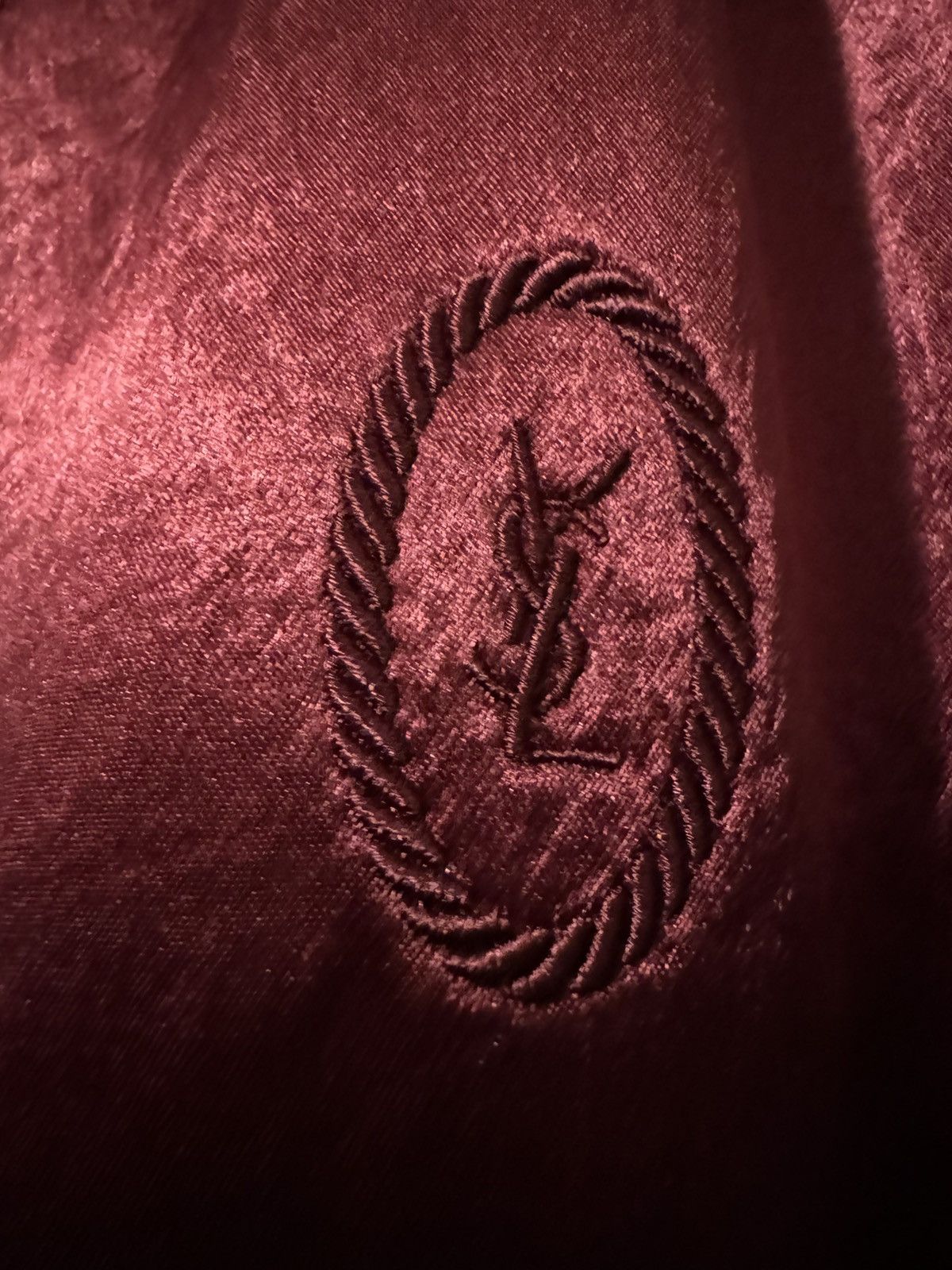Saint Laurent Paris Saint Laurent Tonal Satin Jacket in Burgundy/Maroon/Bordeaux Size US L / EU 52-54 / 3 - 11 Thumbnail