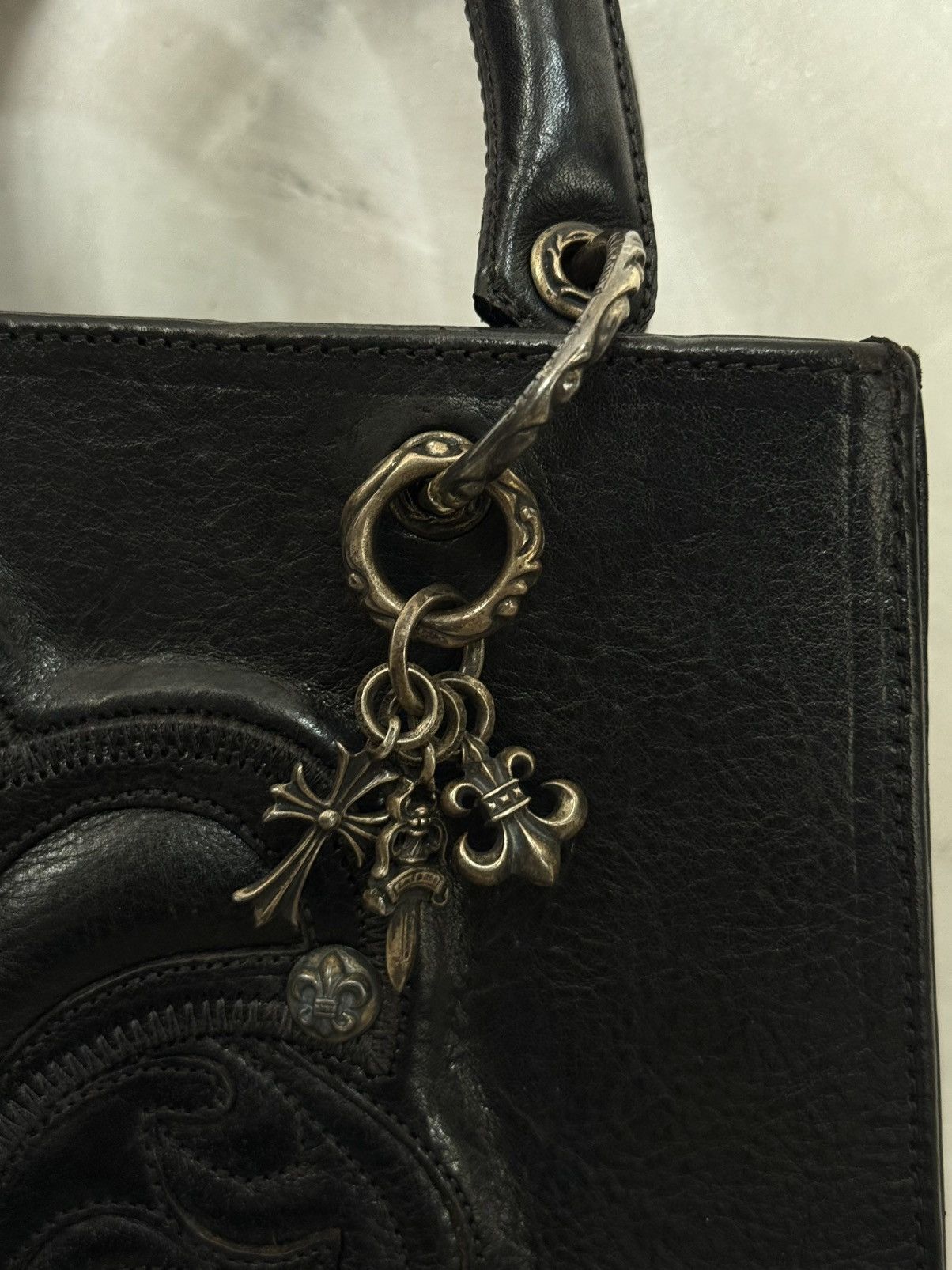 Chrome Hearts Rare 90s - Grained Calfskin Fleur De Lis Leather Handbag Size ONE SIZE - 3 Thumbnail